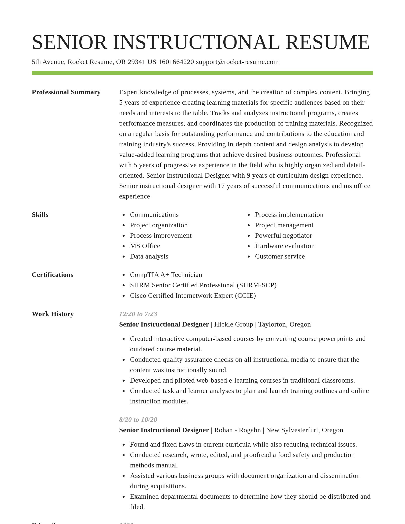 Smart resume template