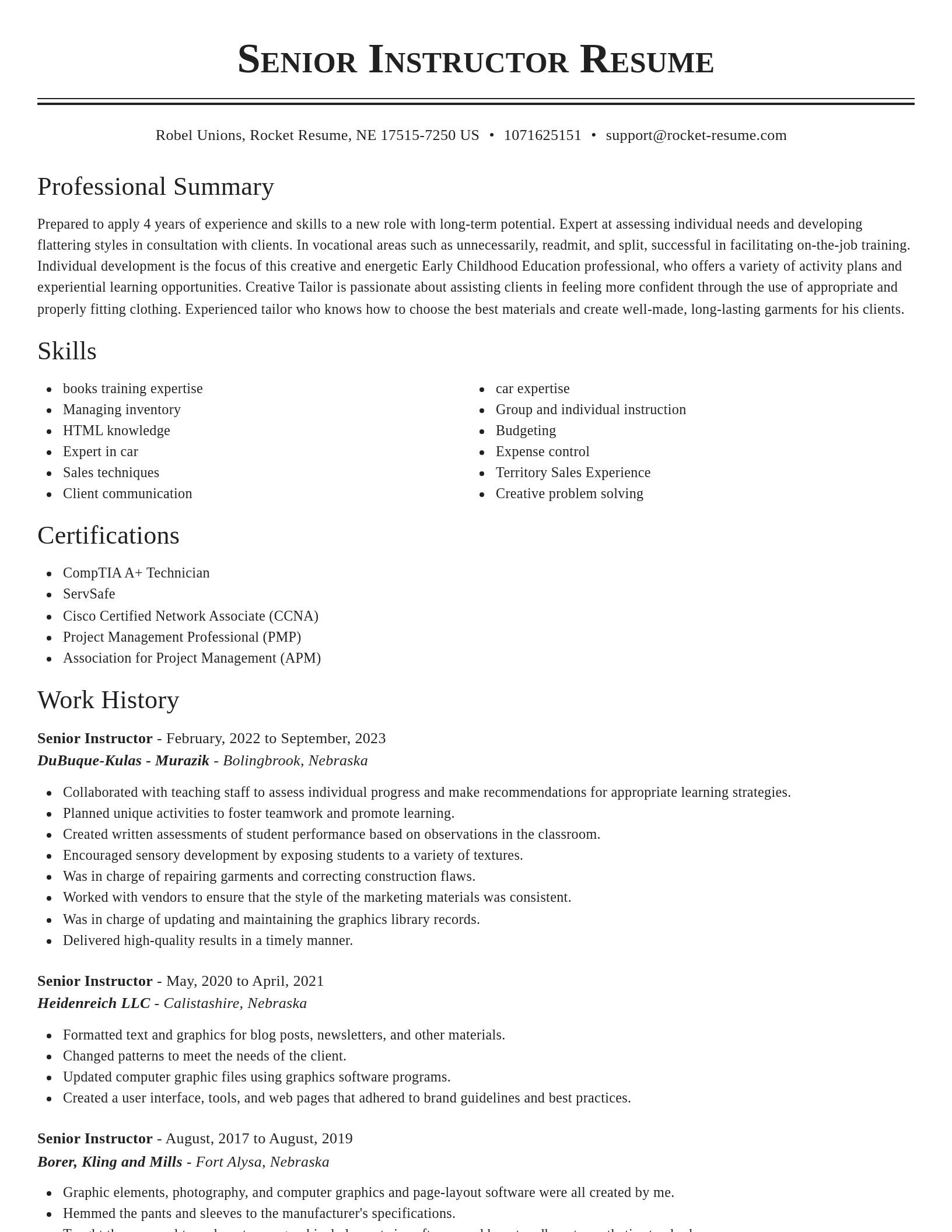 Classic resume template
