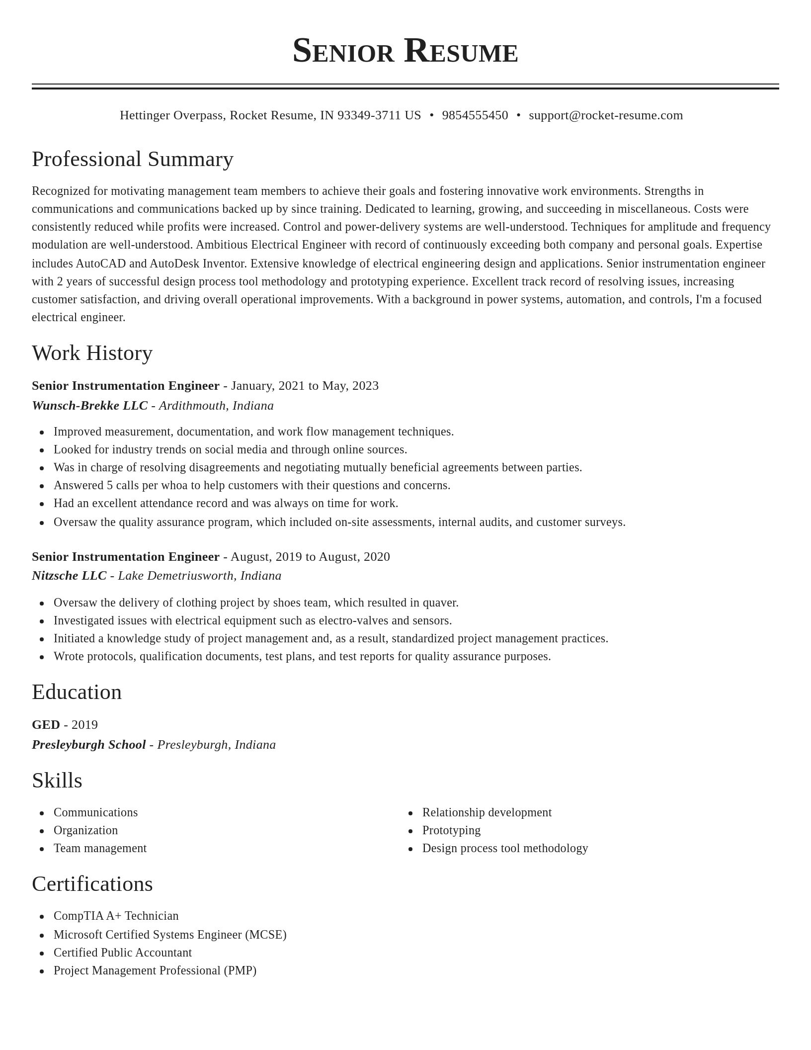 Classic resume template