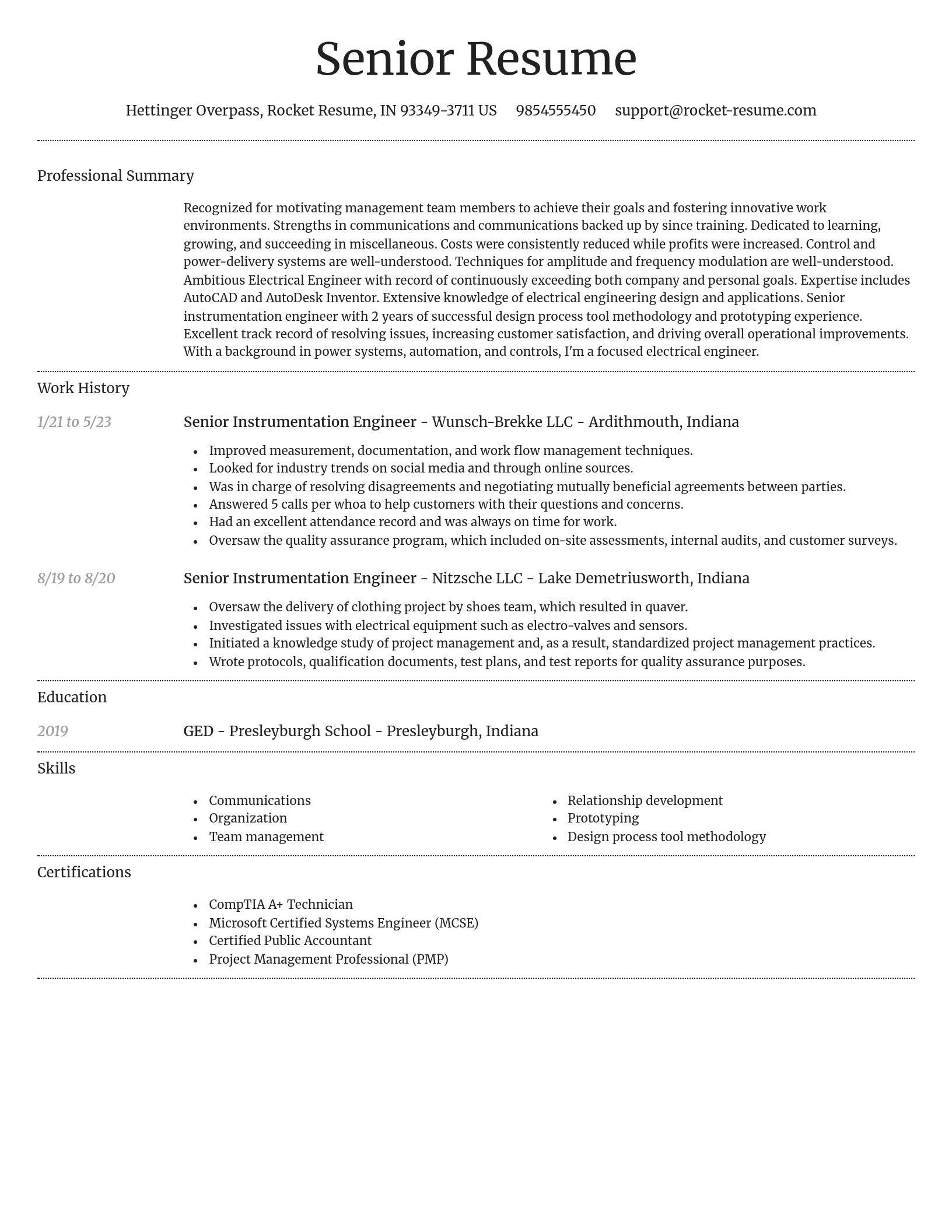 Dignified resume template