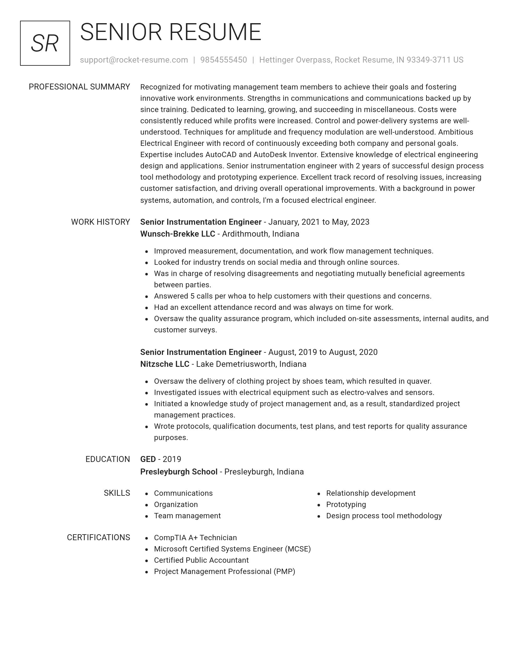 Renowned resume template