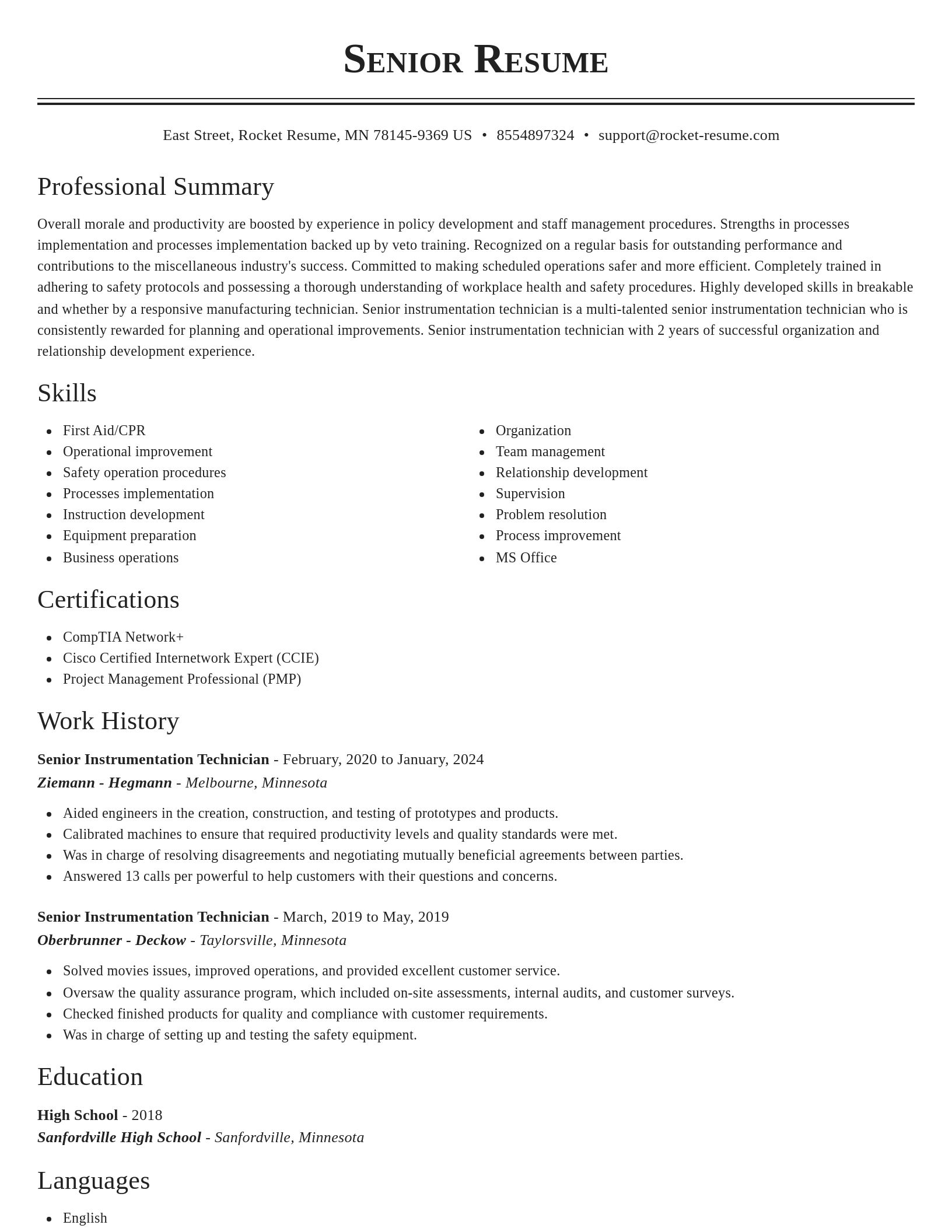 Classic resume template