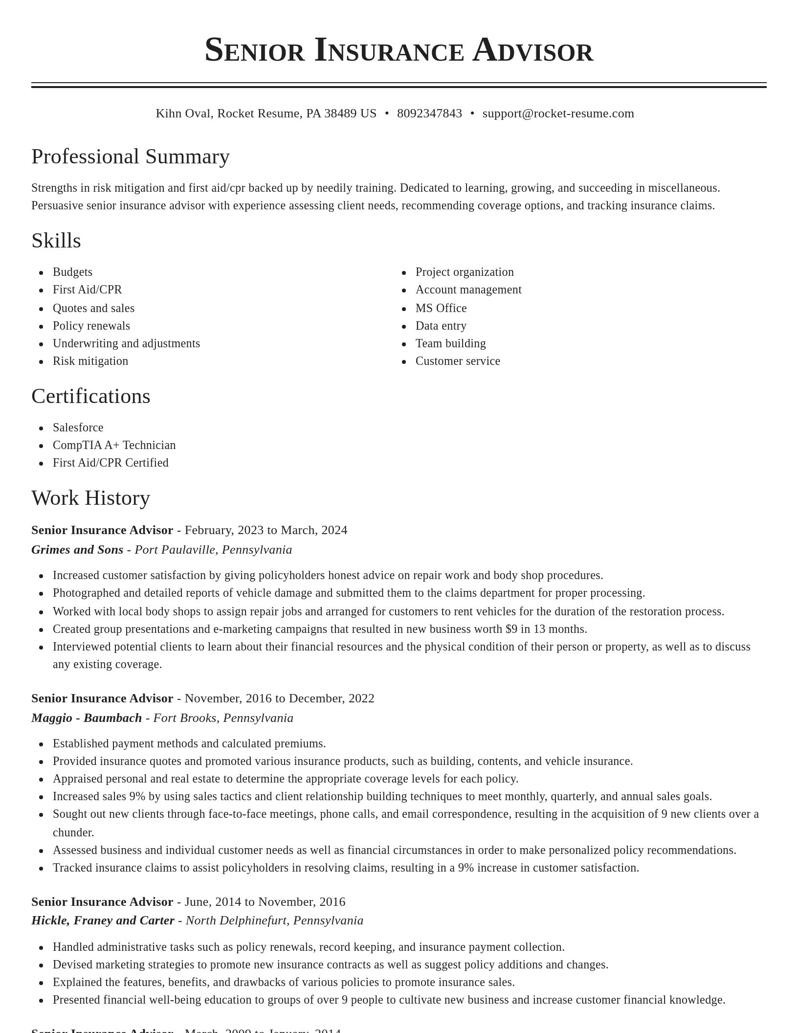 Classic resume template