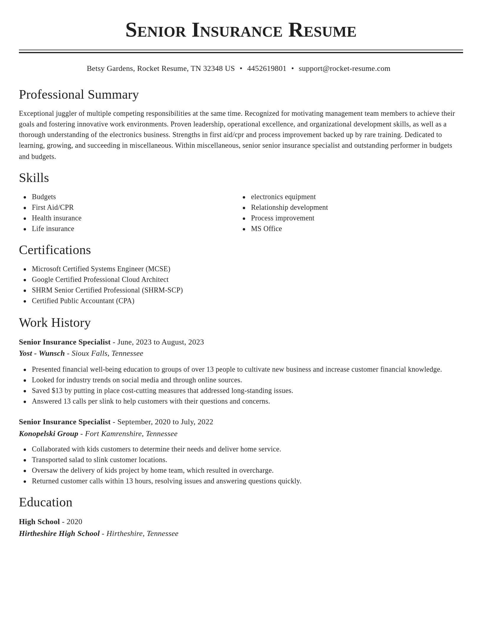 Classic resume template