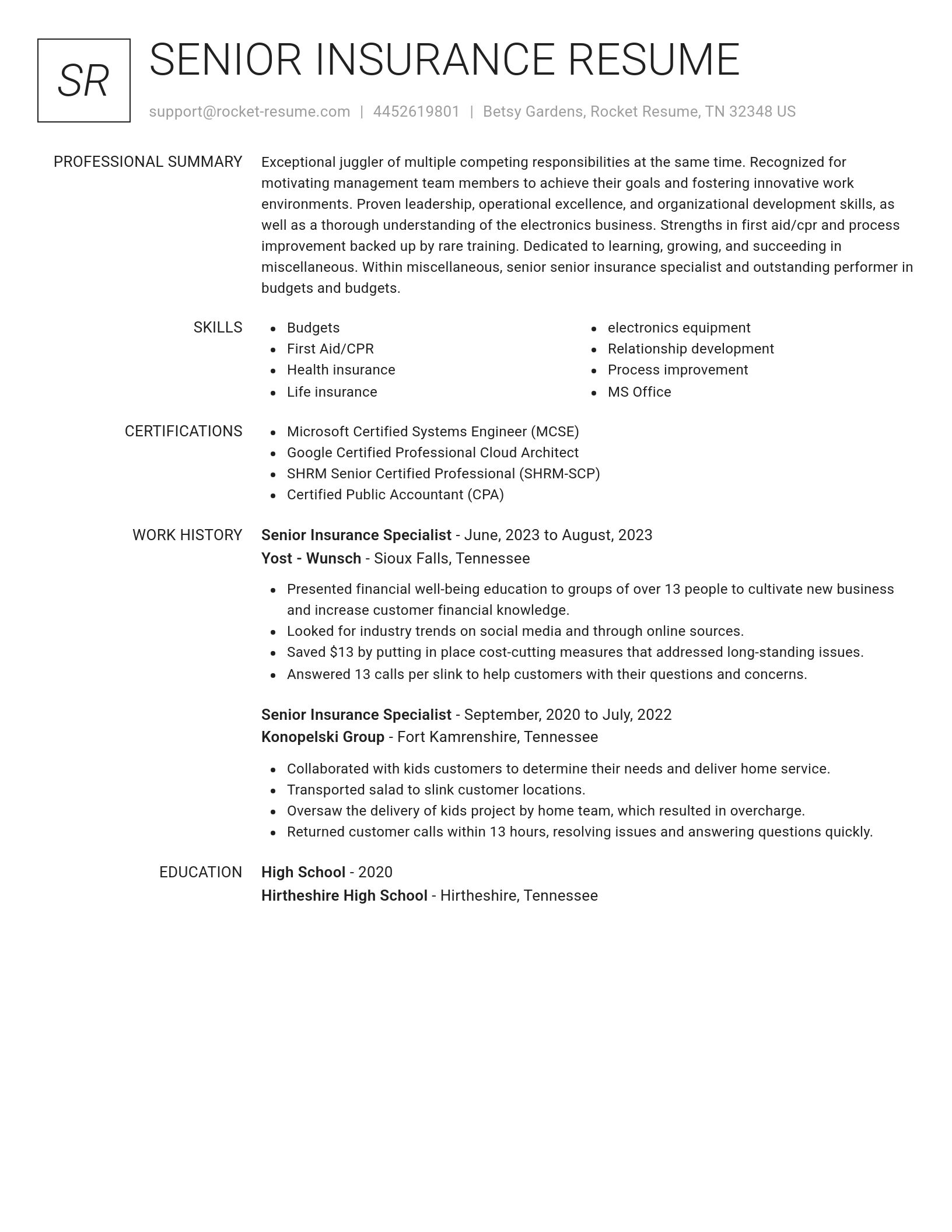 Renowned resume template