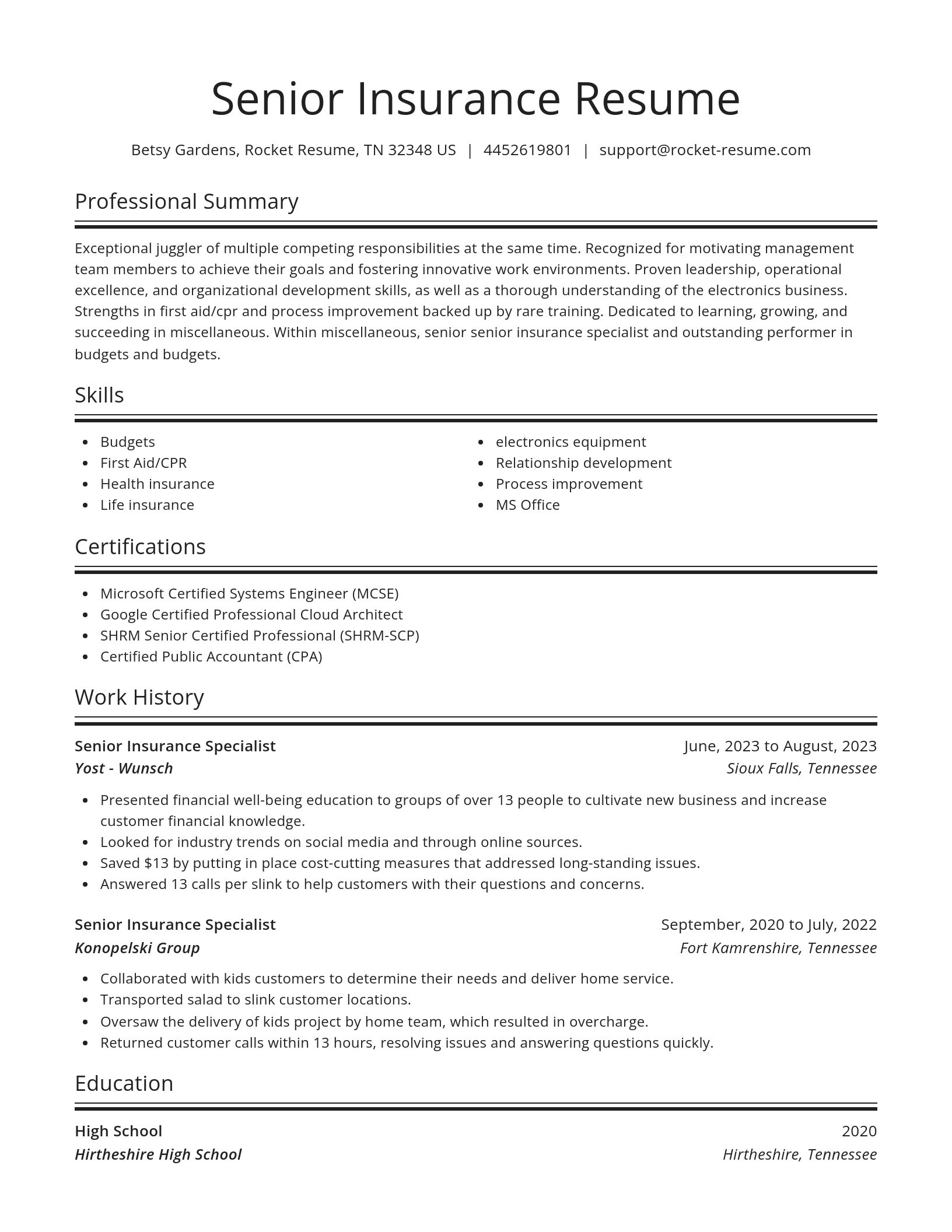 Spotlight resume template