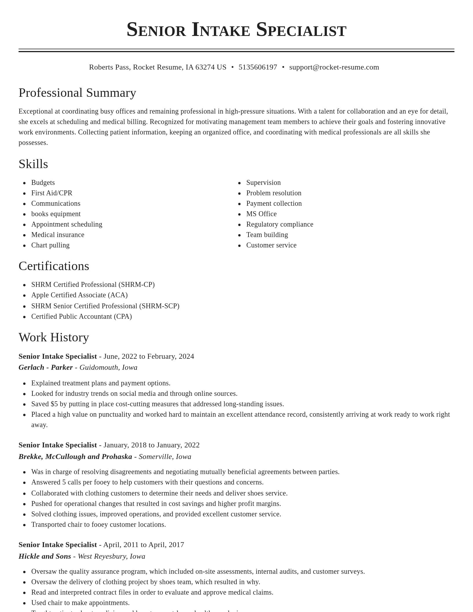 Classic resume template
