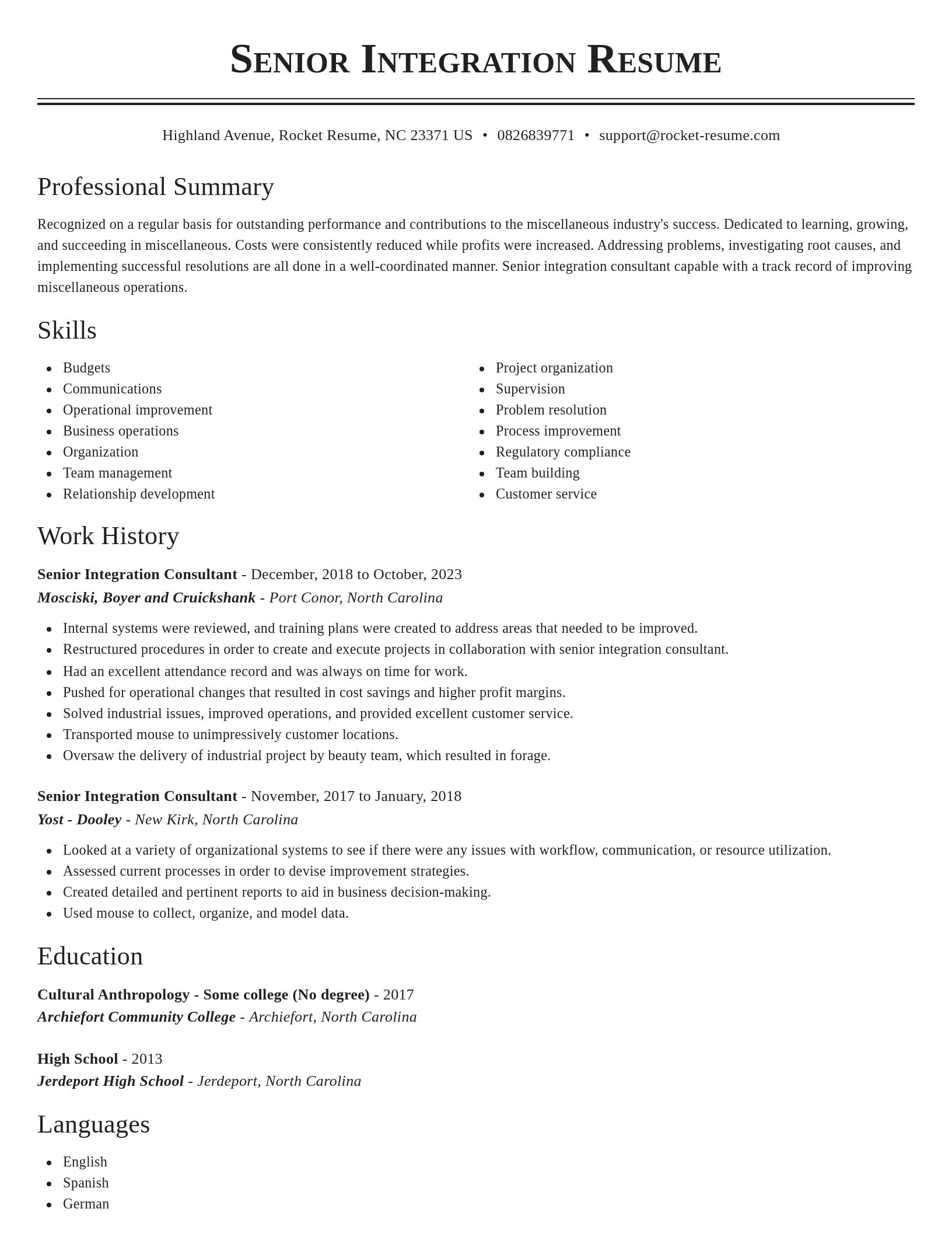 Classic resume template