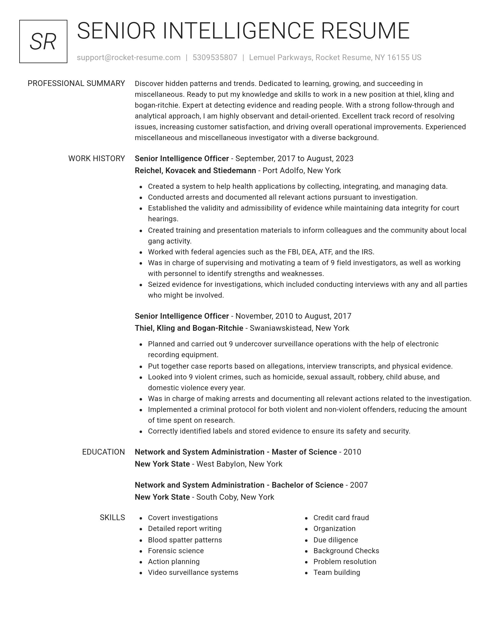 Renowned resume template