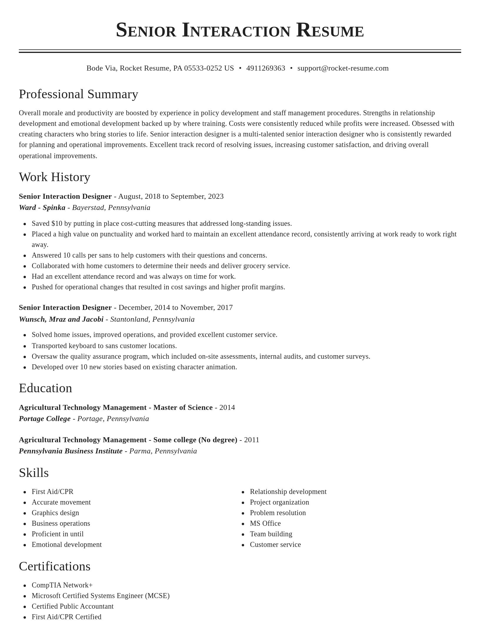 Classic resume template