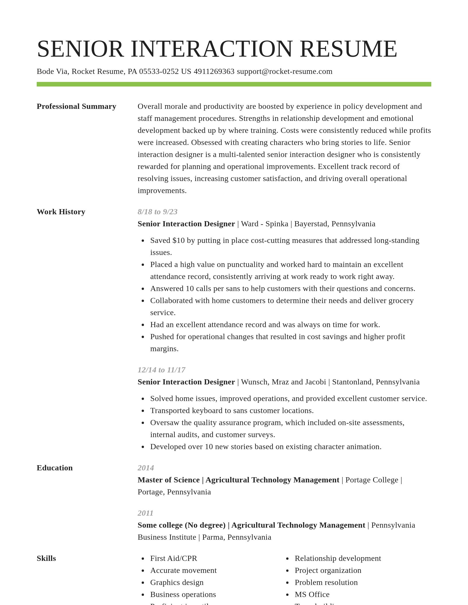 Smart resume template