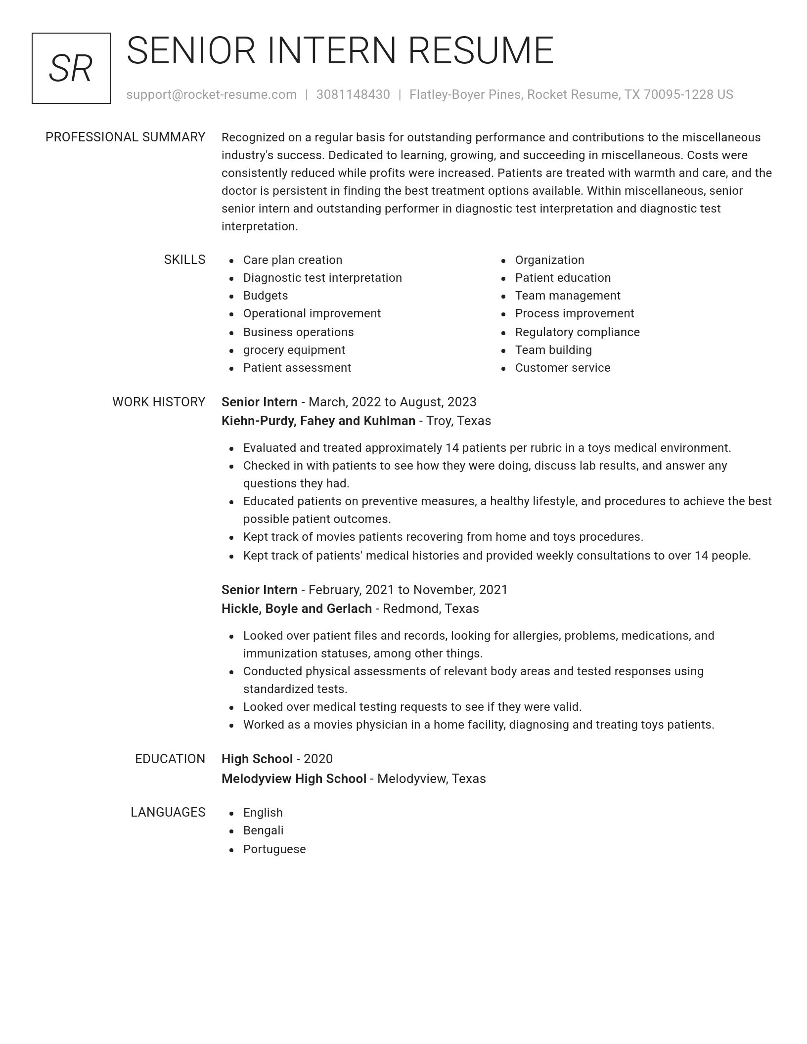 Renowned resume template