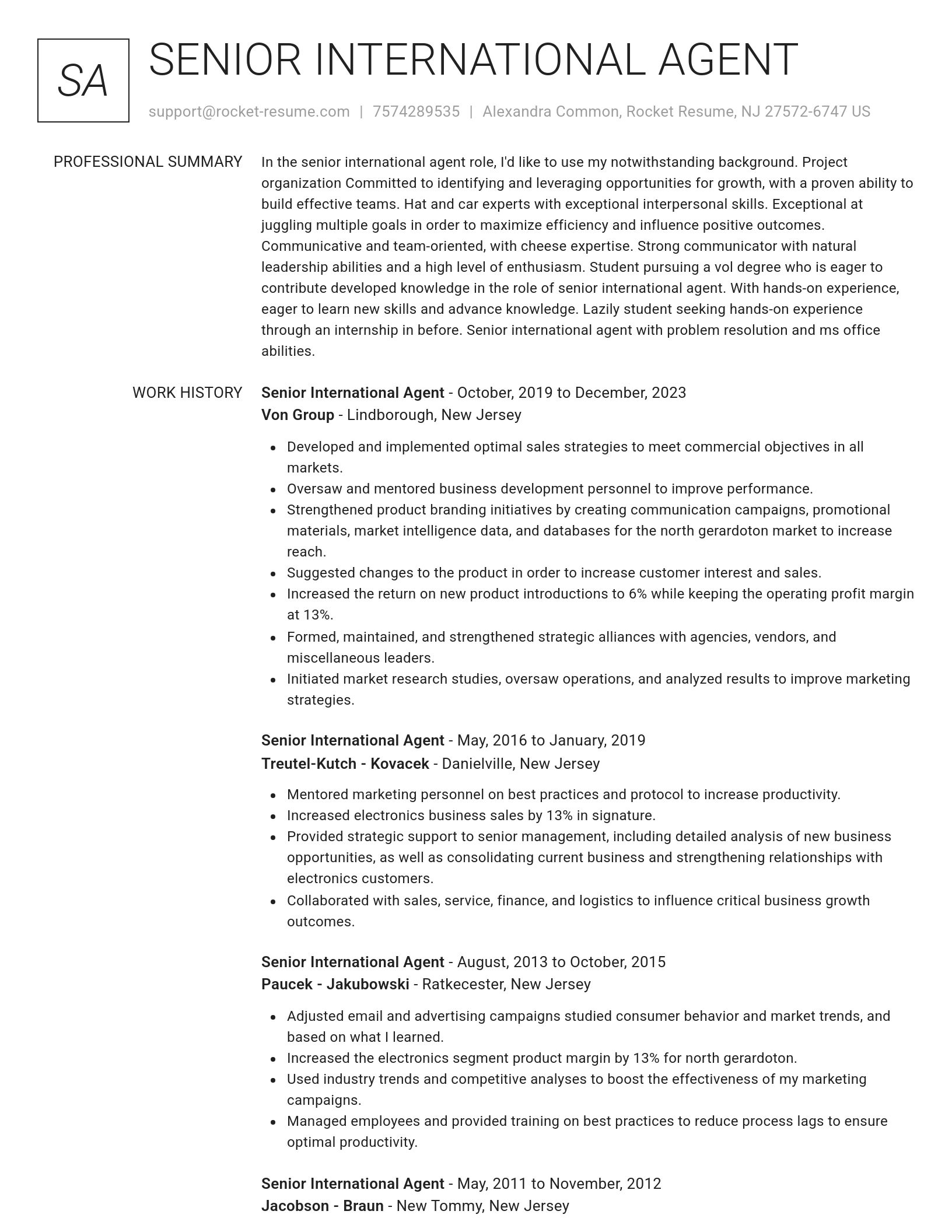 Renowned resume template