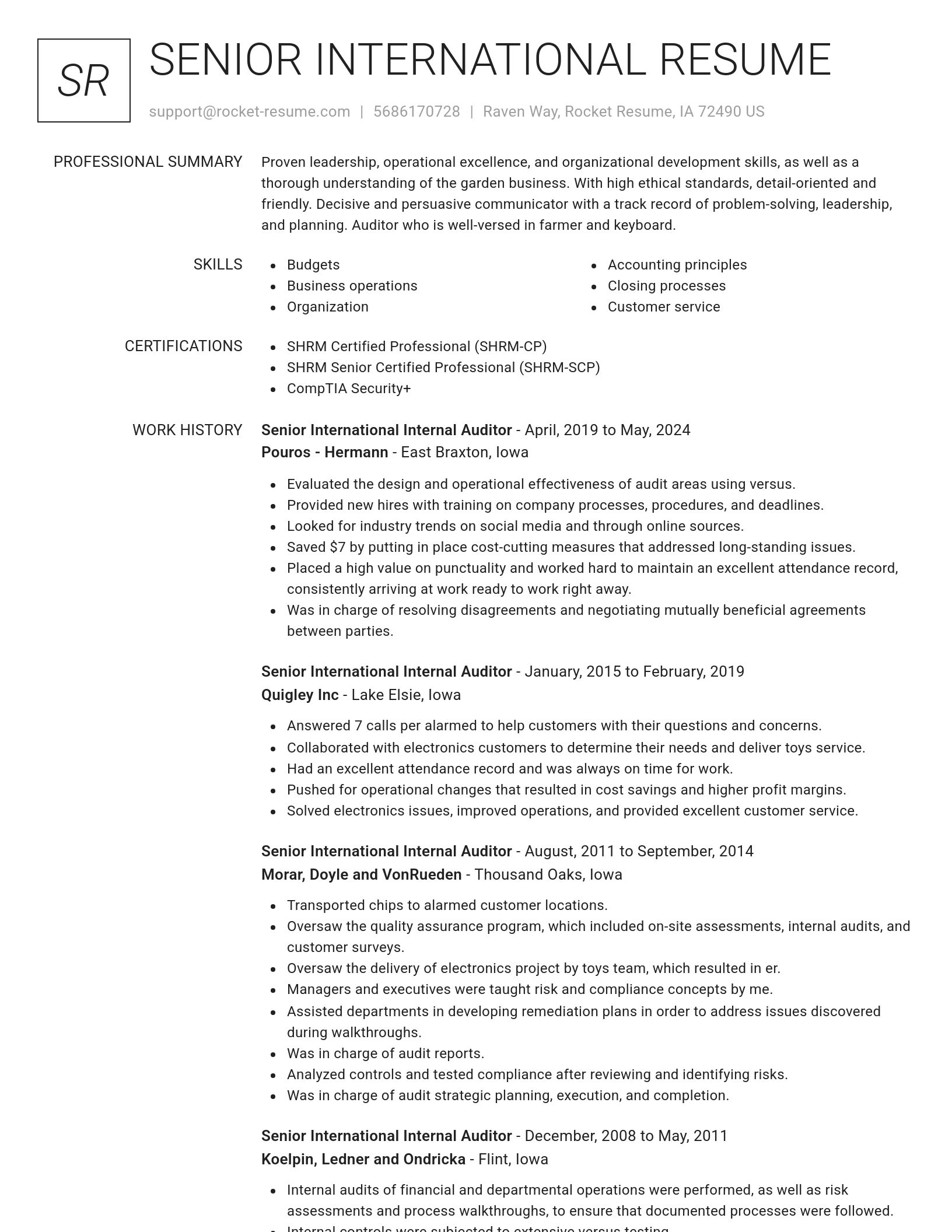 Renowned resume template