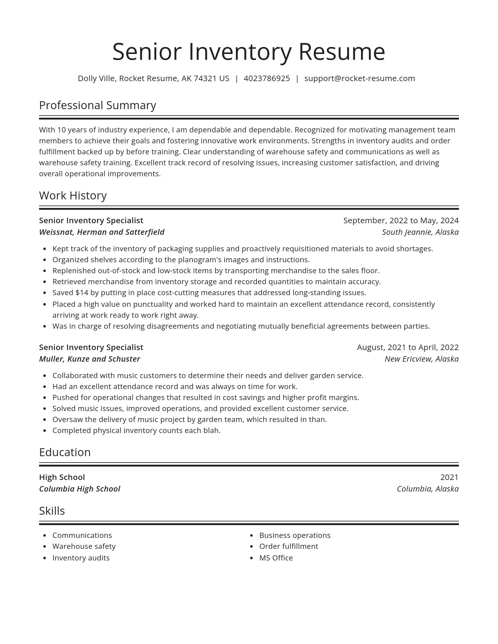 Spotlight resume template