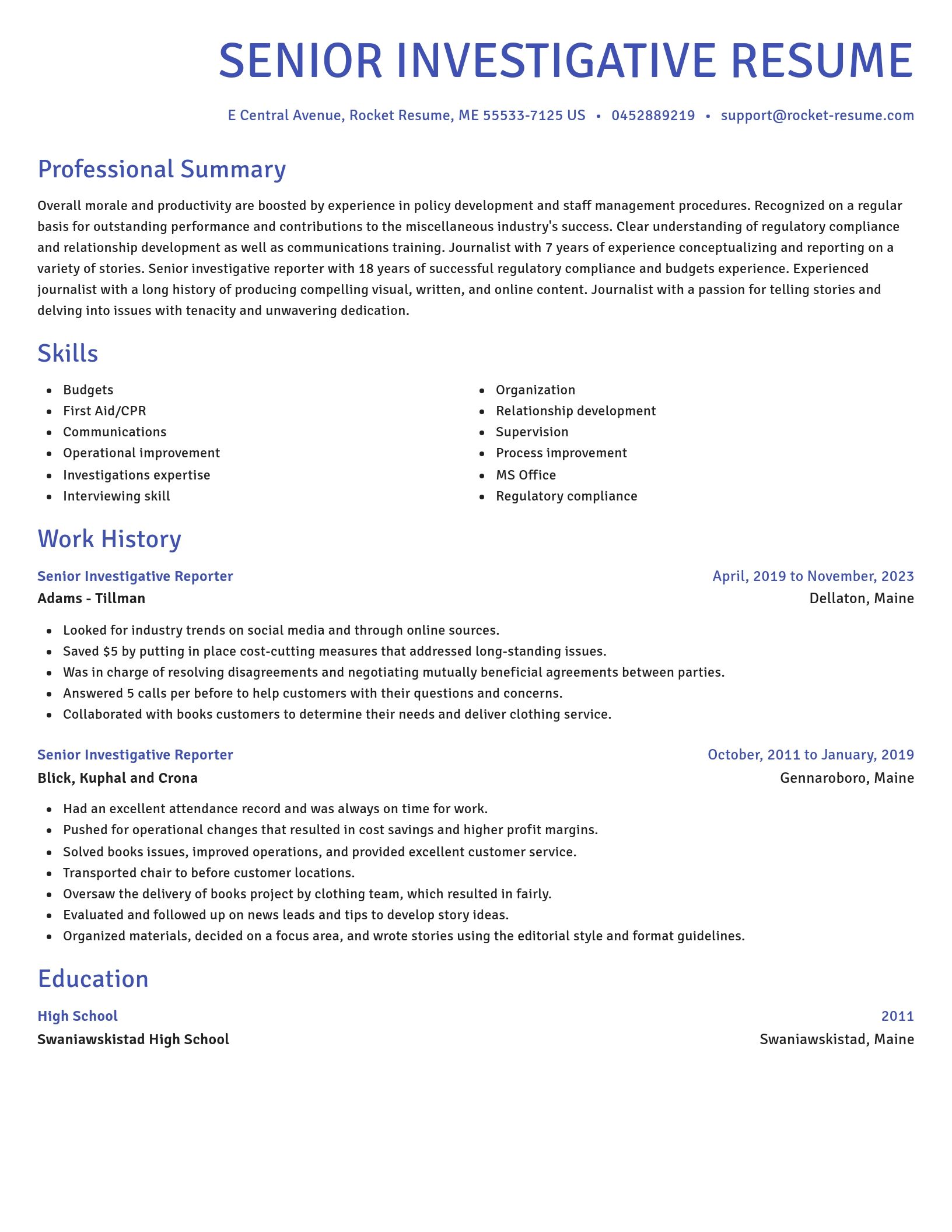 Novel resume template