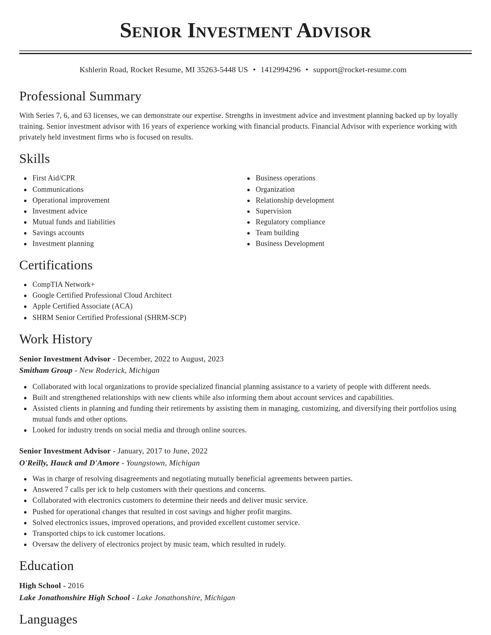 Classic resume template
