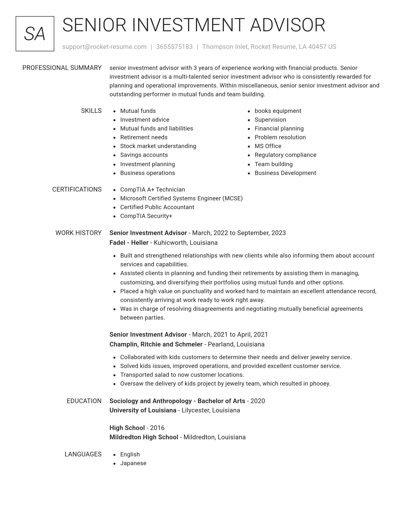 Renowned resume template