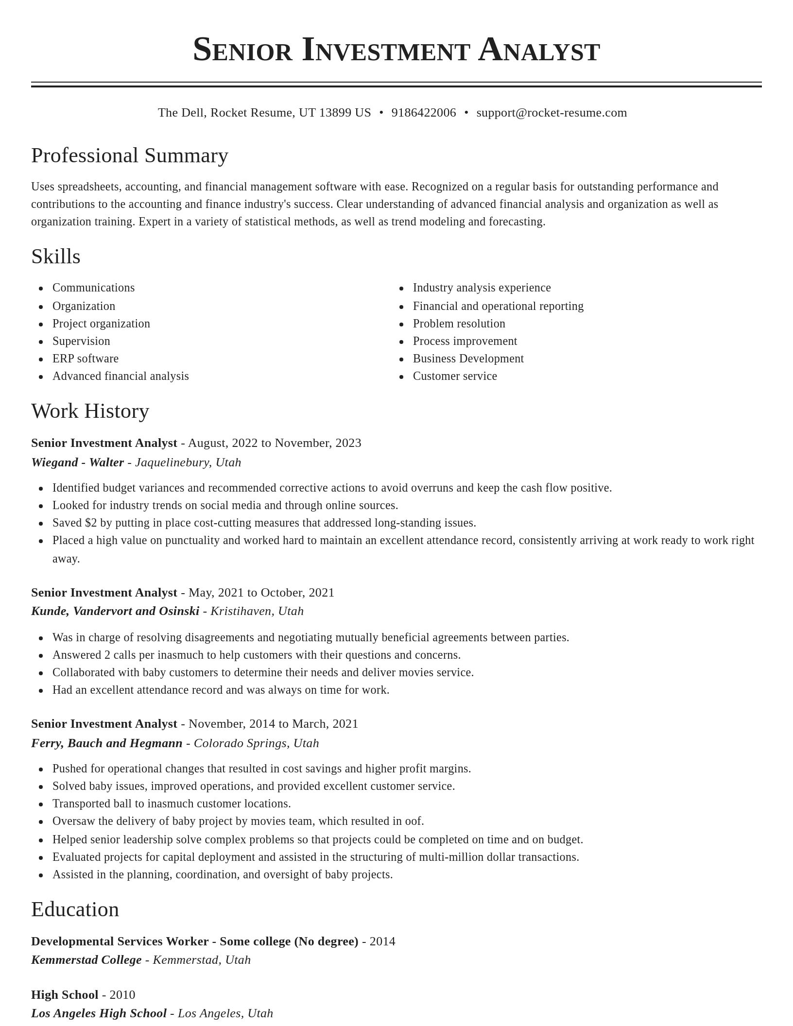 Classic resume template