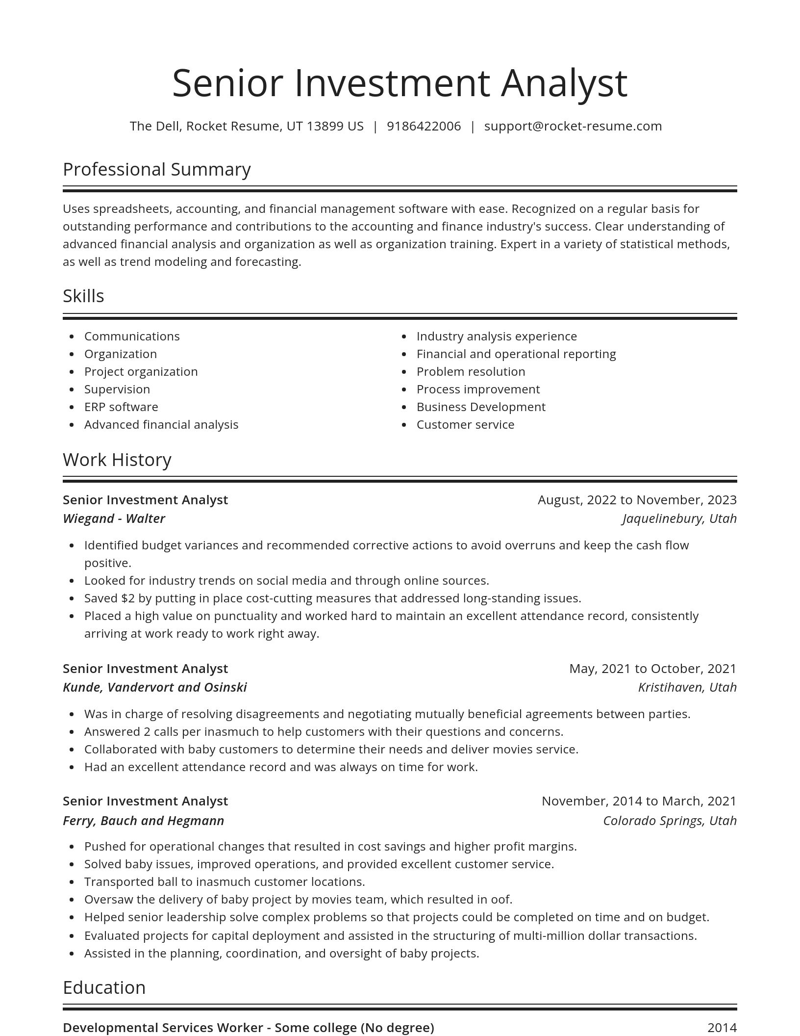 Spotlight resume template