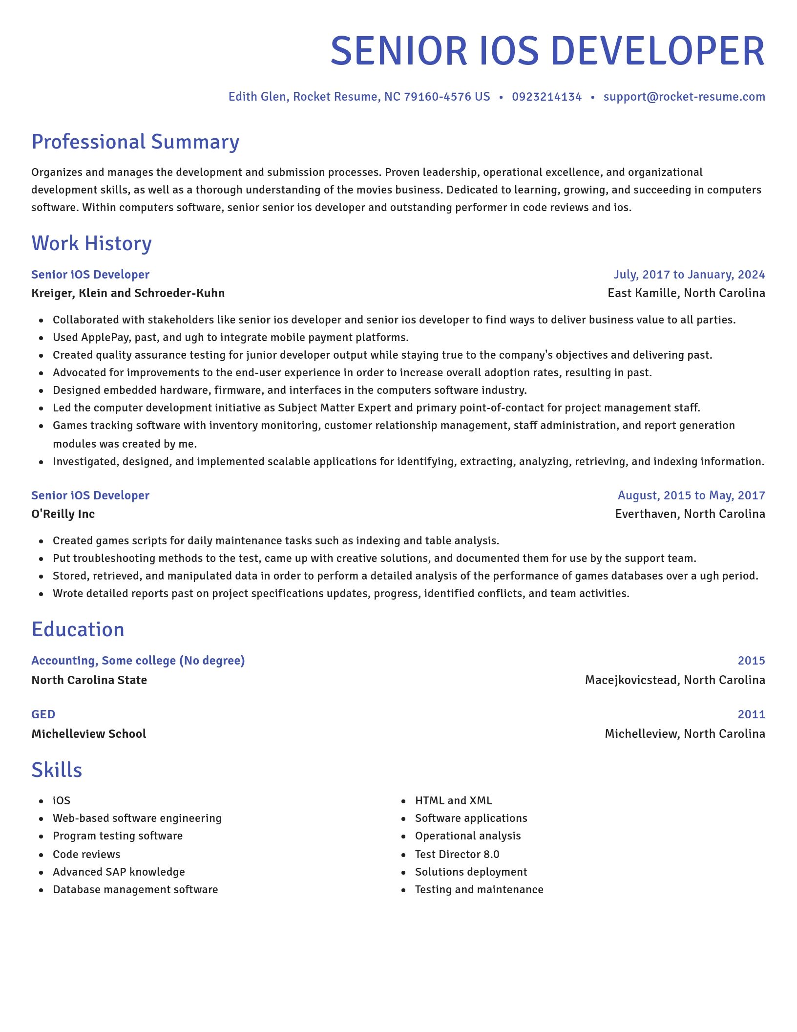 Novel resume template