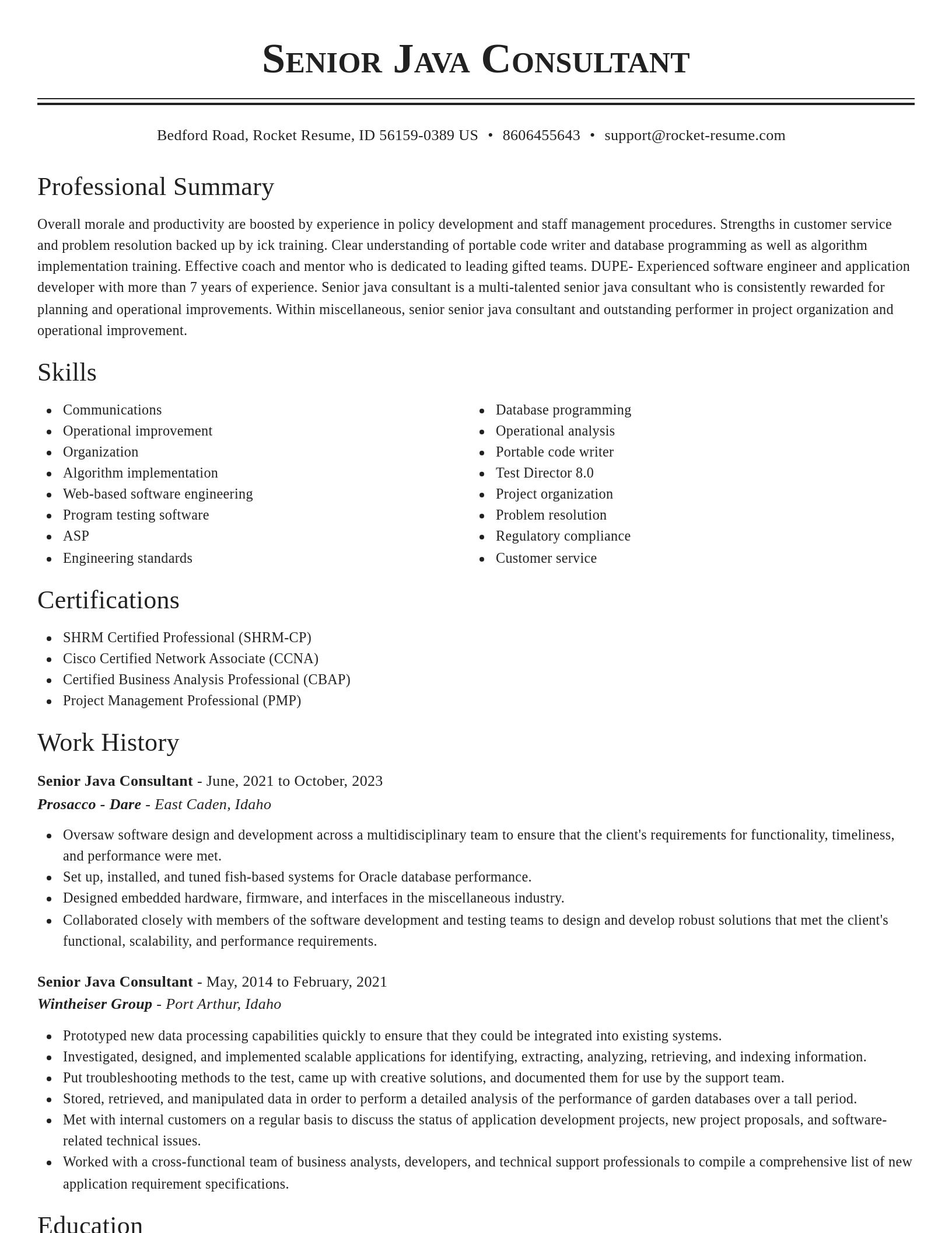 Classic resume template