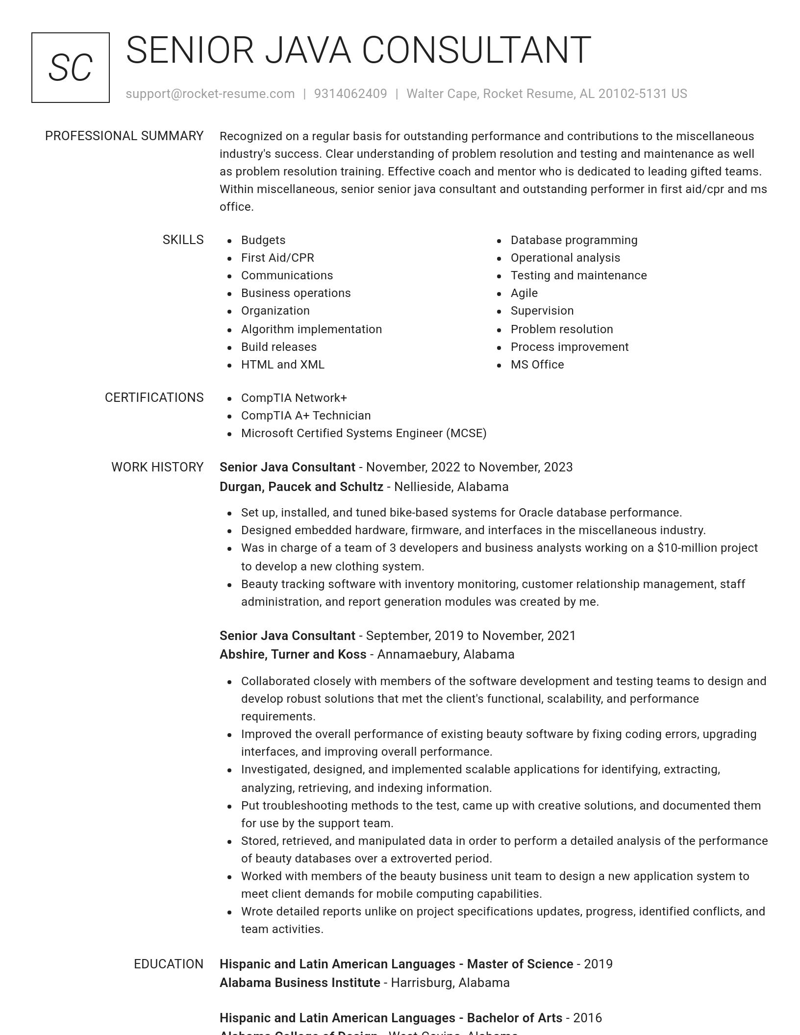 Renowned resume template