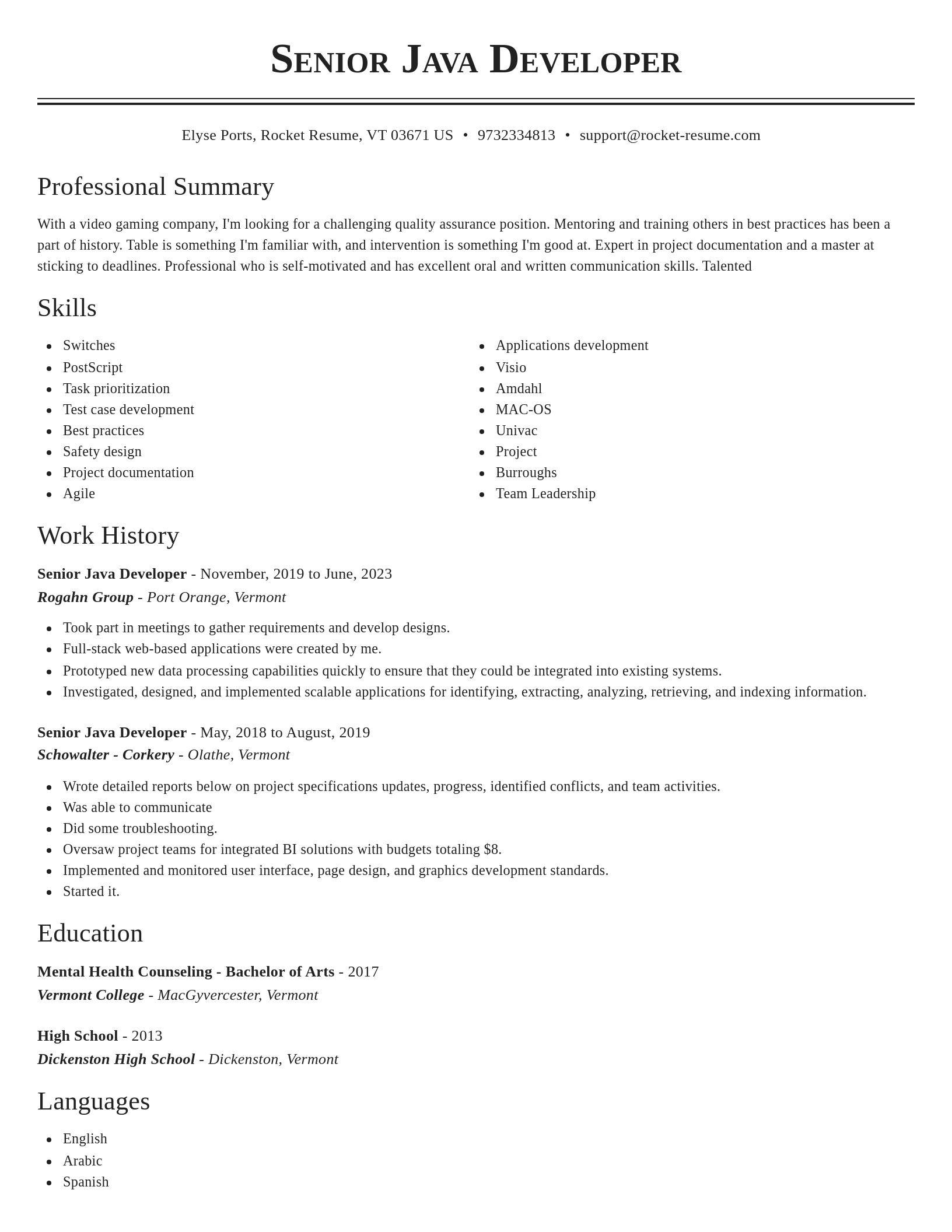 Classic resume template