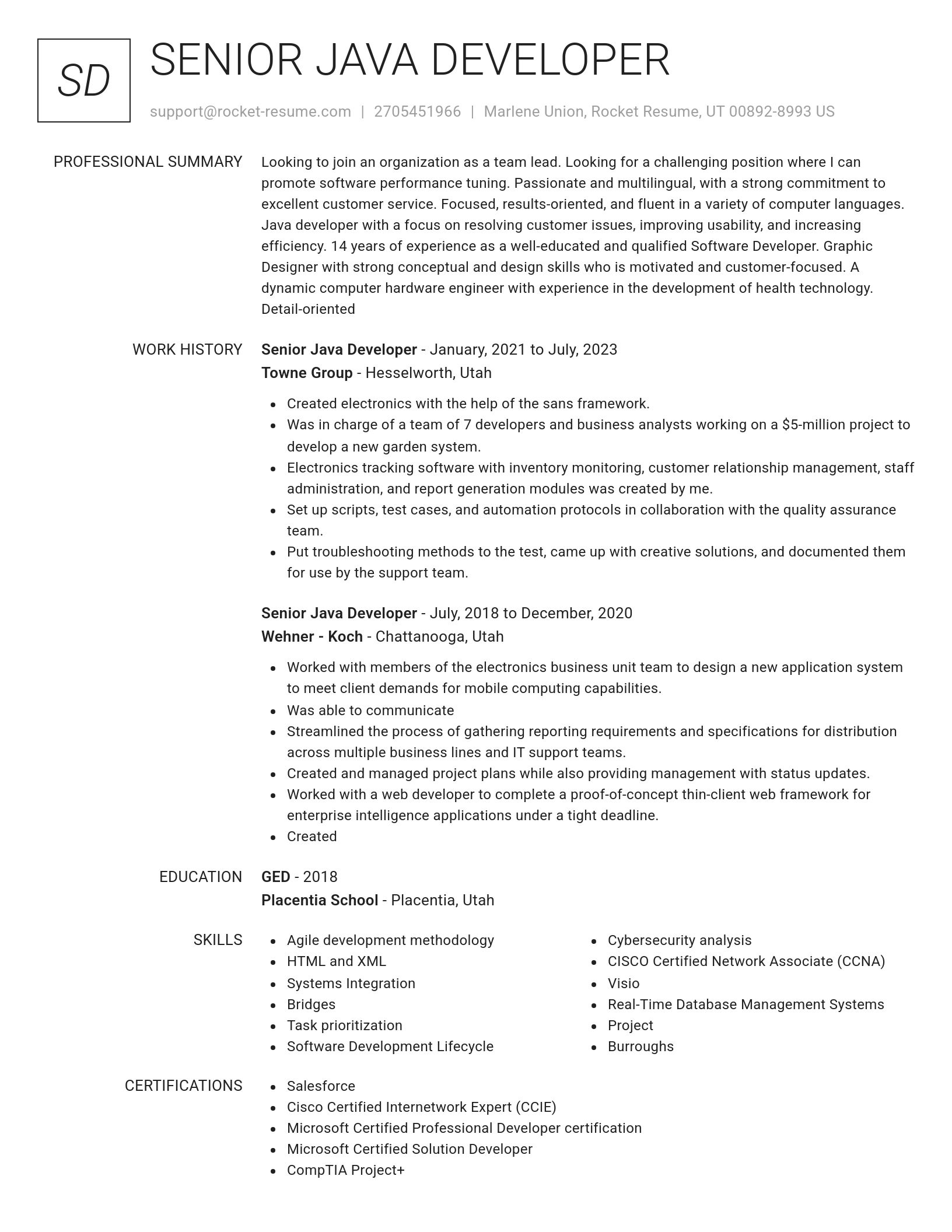 Renowned resume template