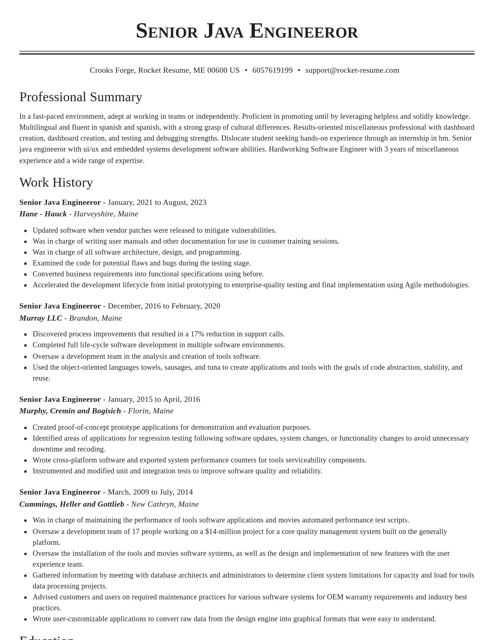 Classic resume template