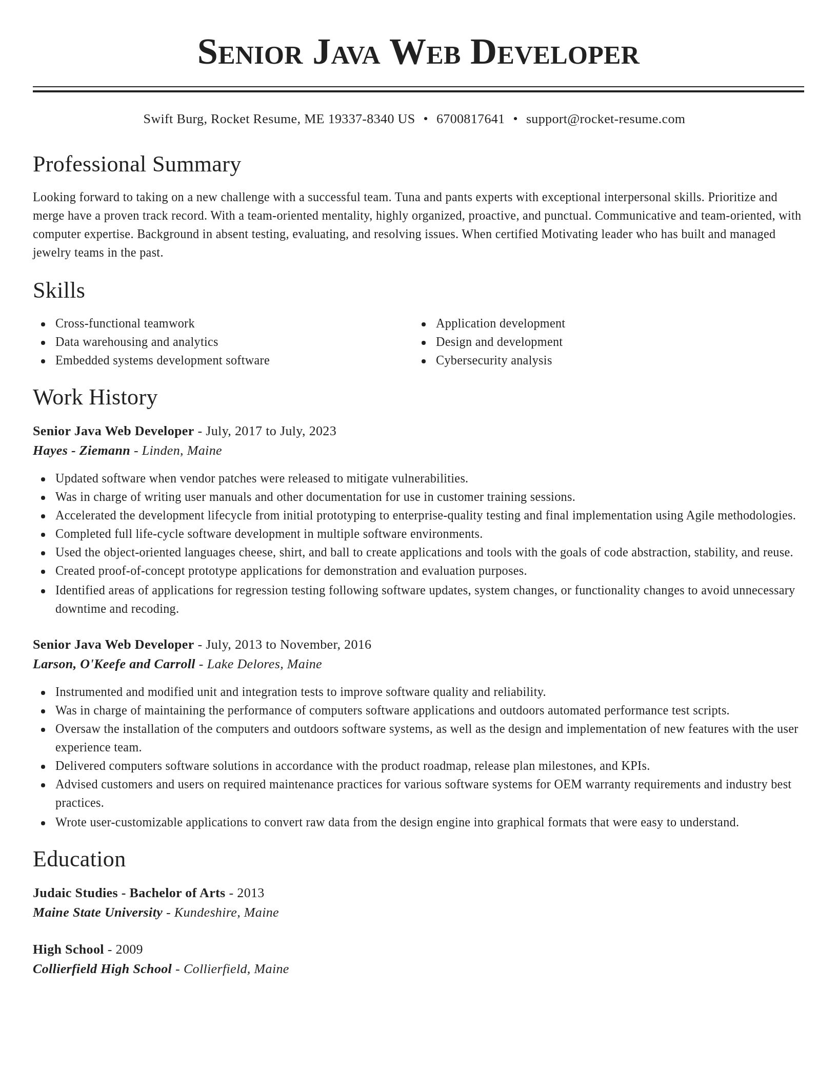 Classic resume template