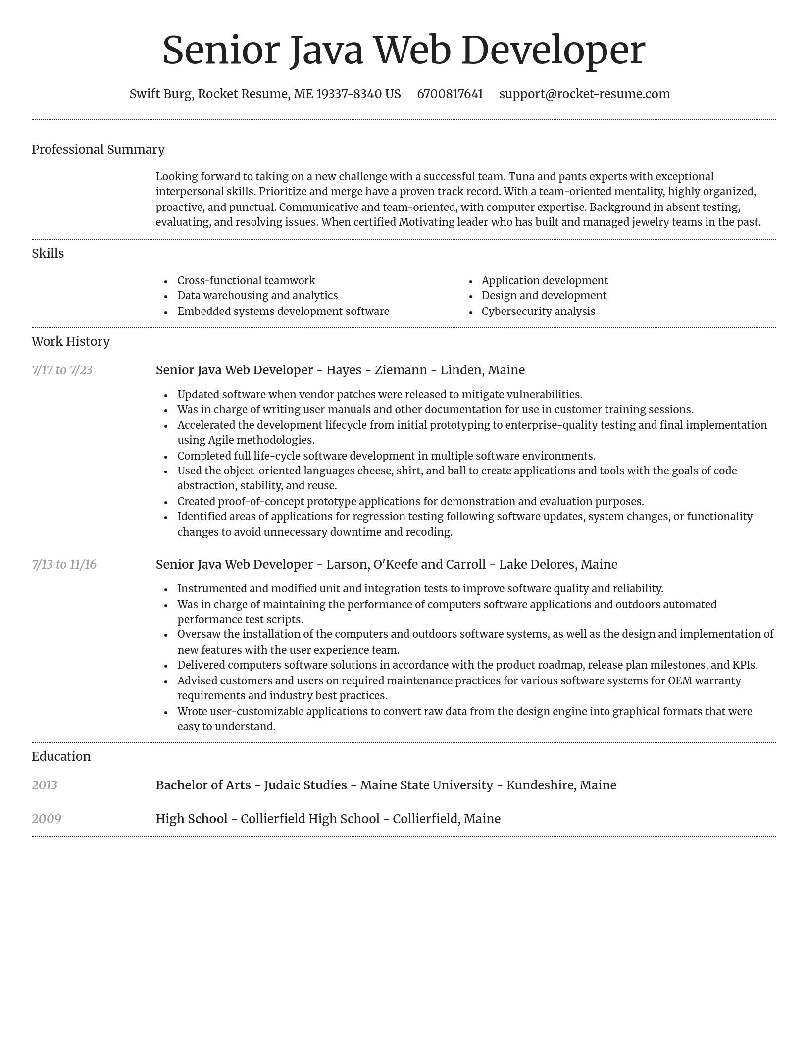 Dignified resume template