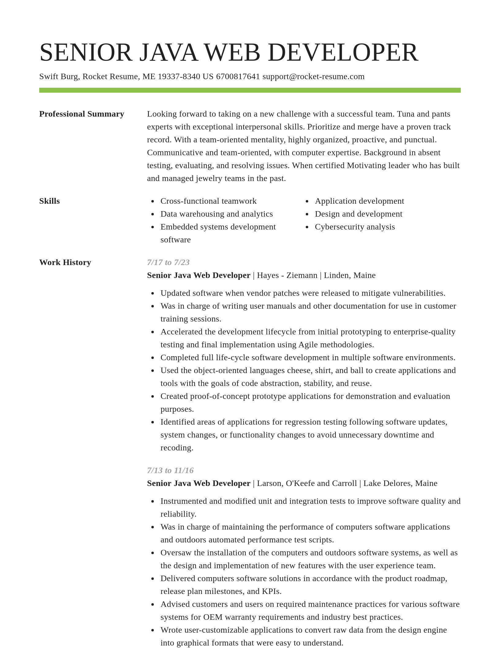 Smart resume template