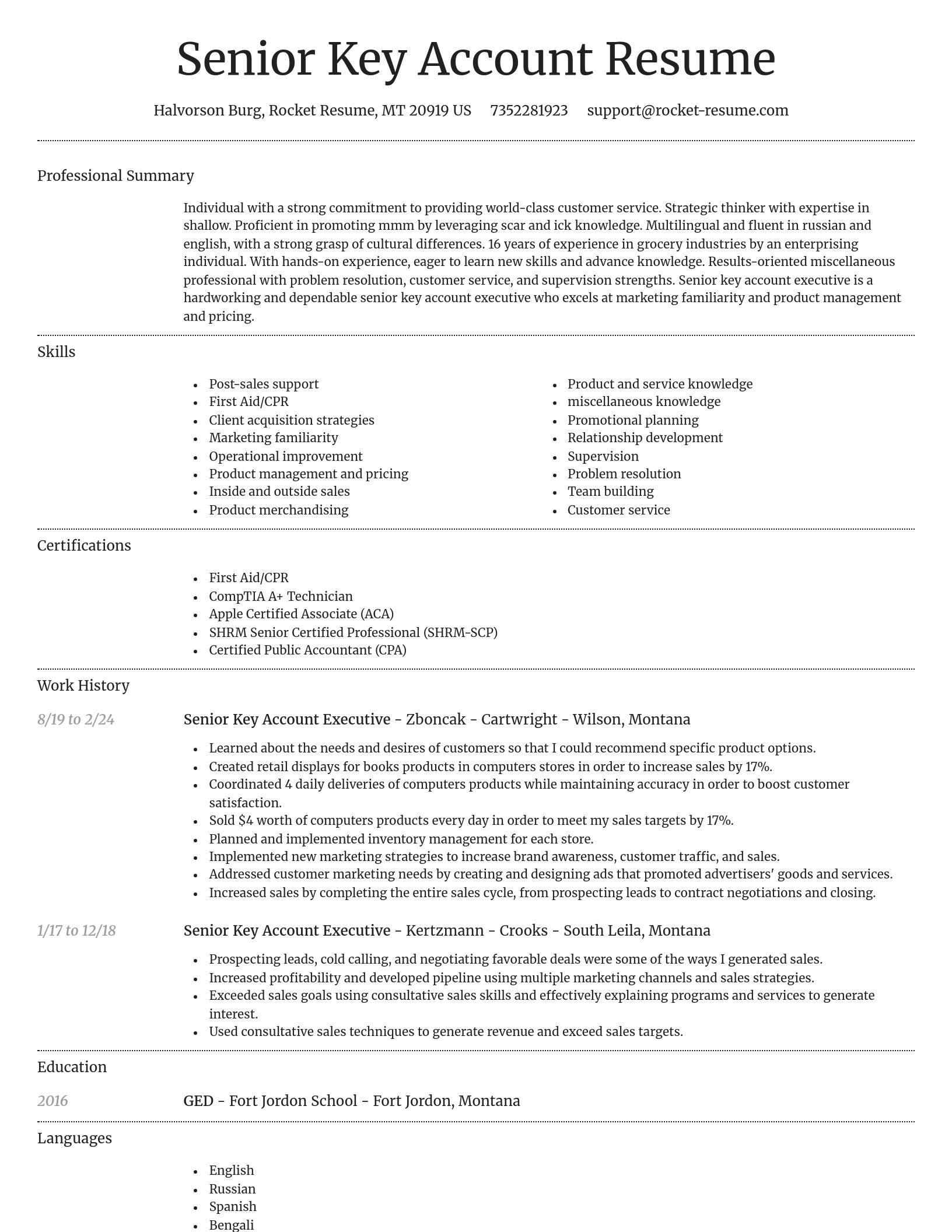Dignified resume template