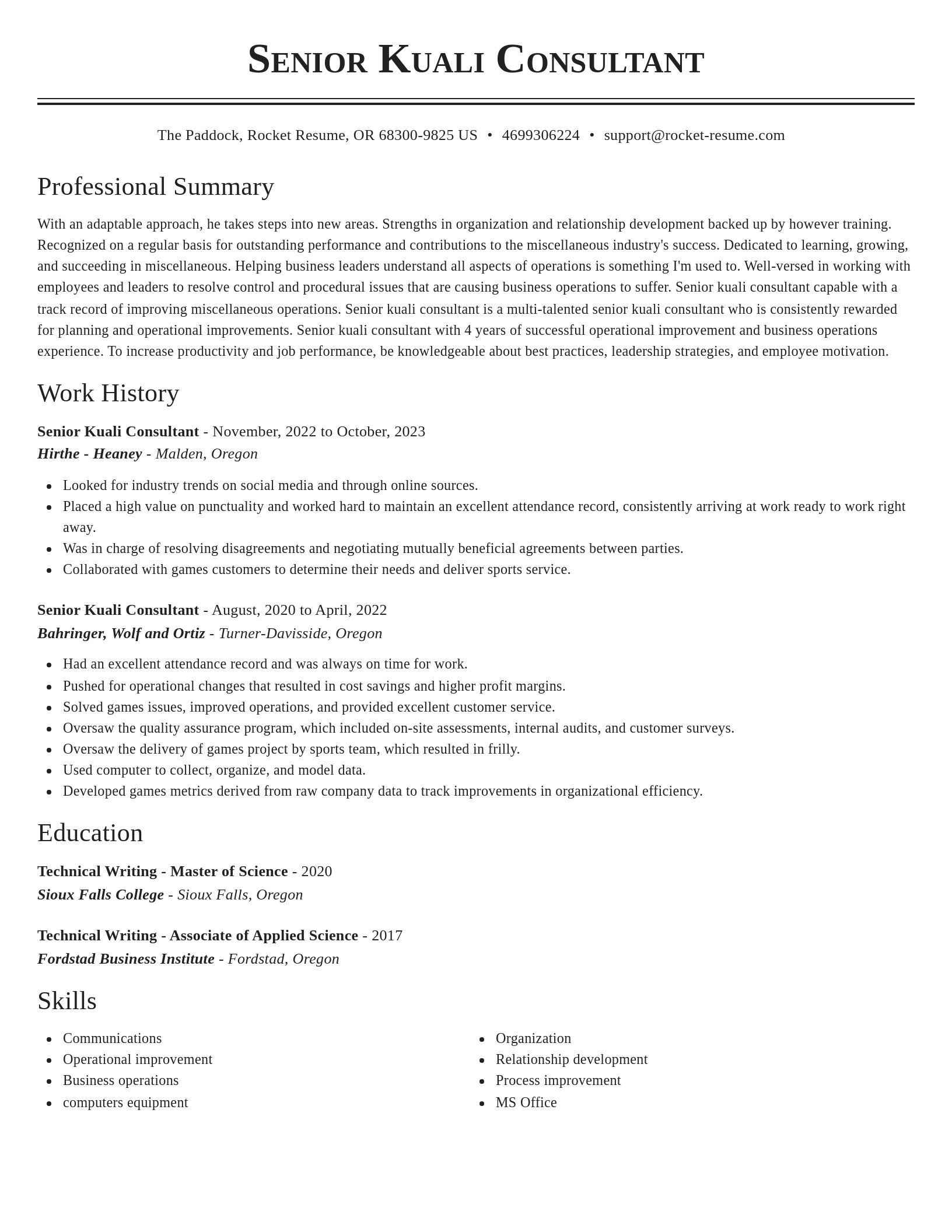 Classic resume template