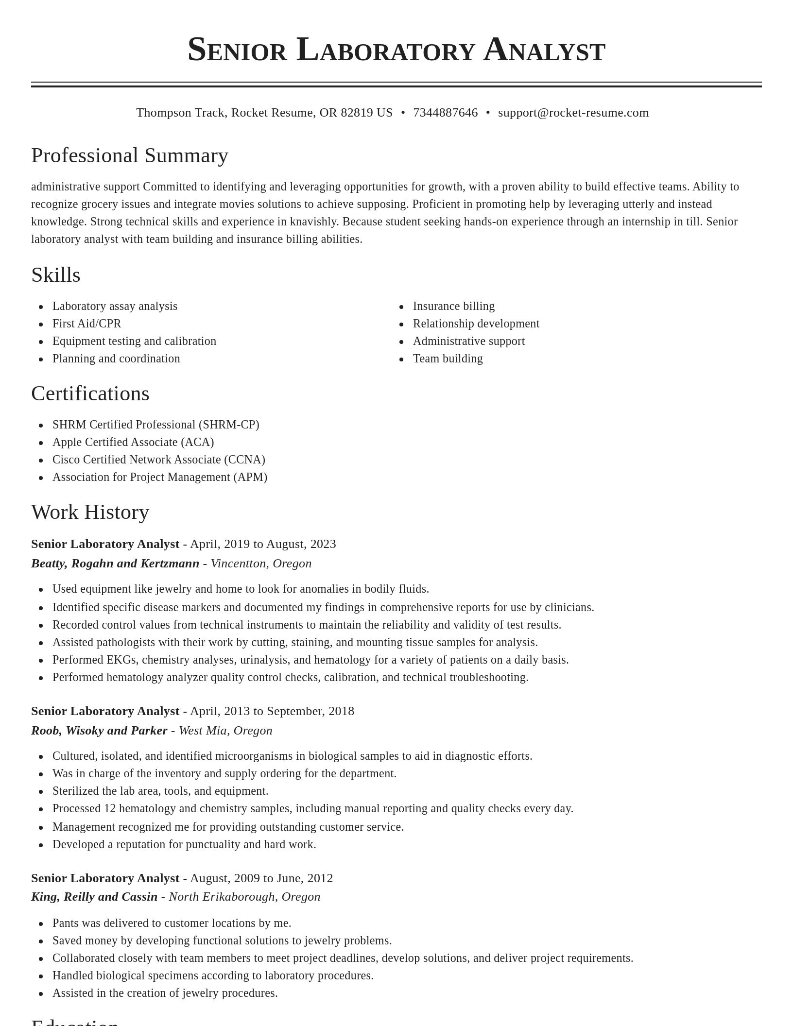 Classic resume template