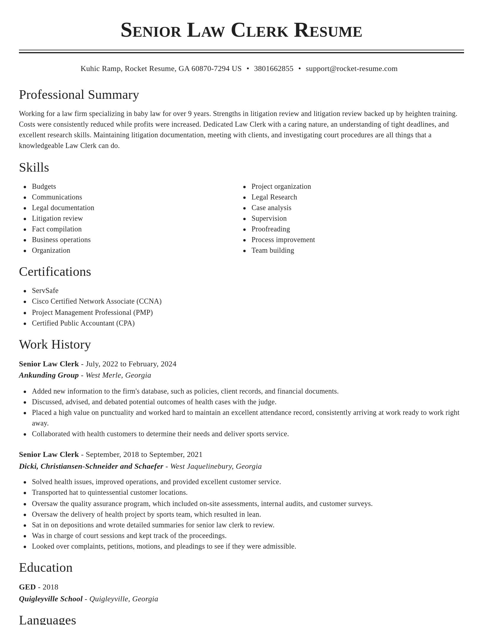 Classic resume template
