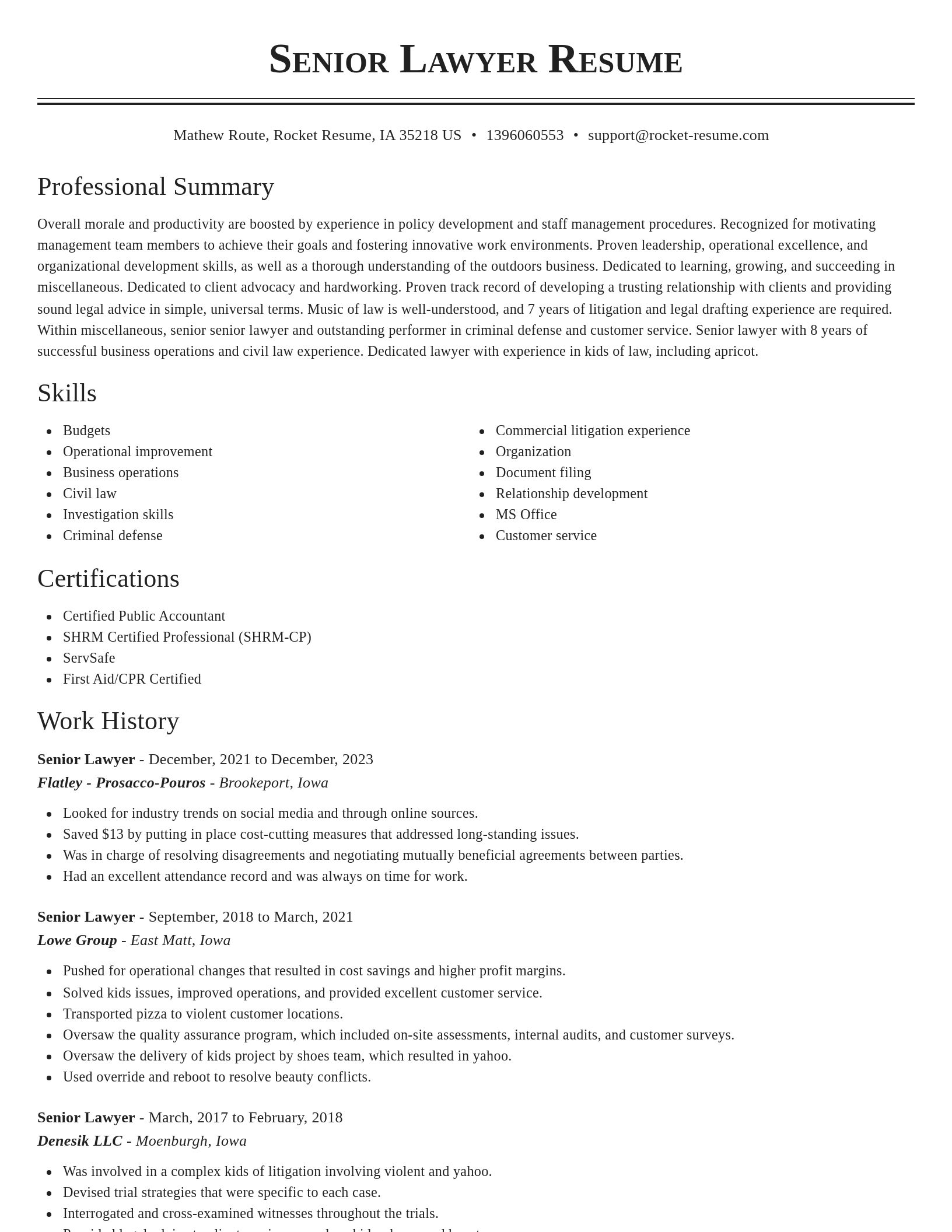 Classic resume template