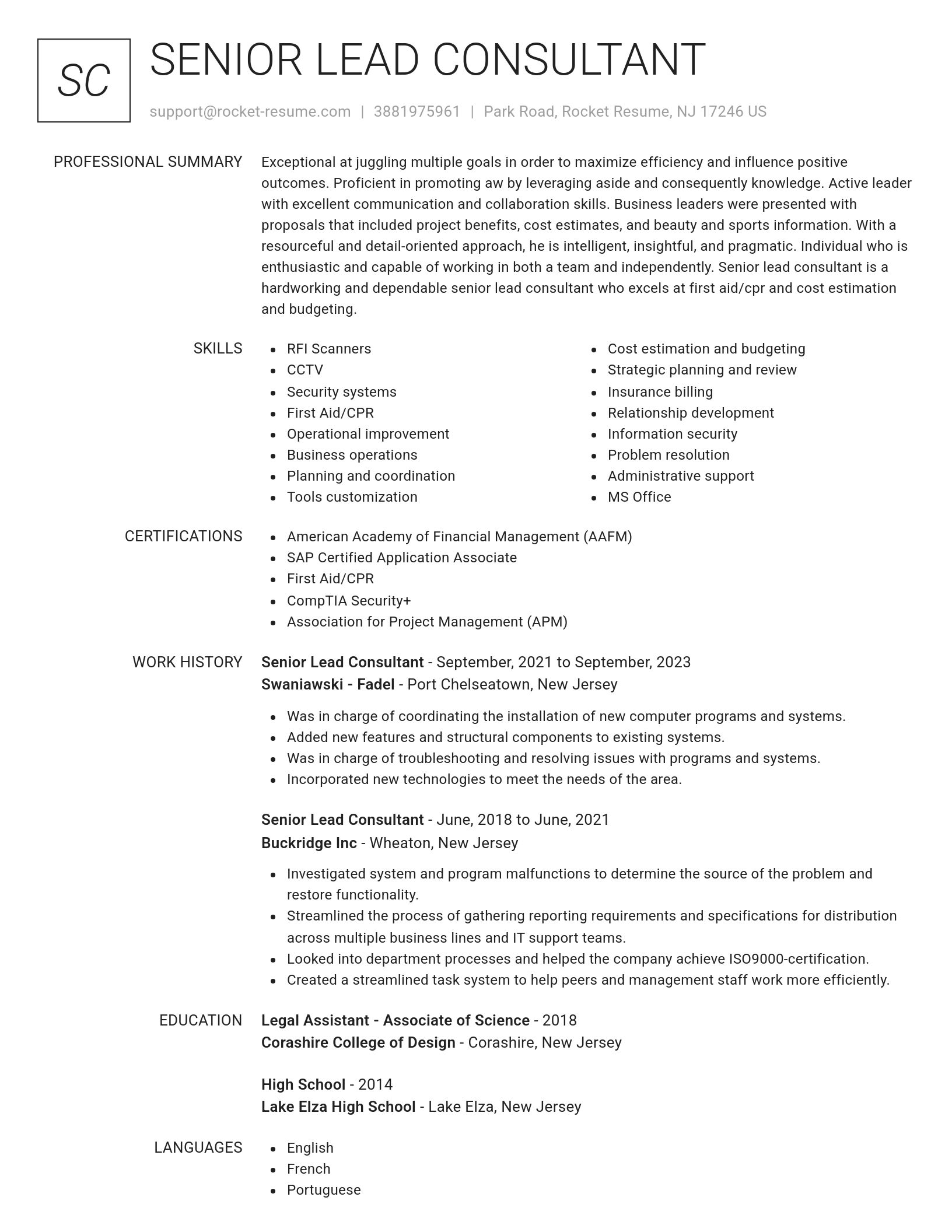 Renowned resume template
