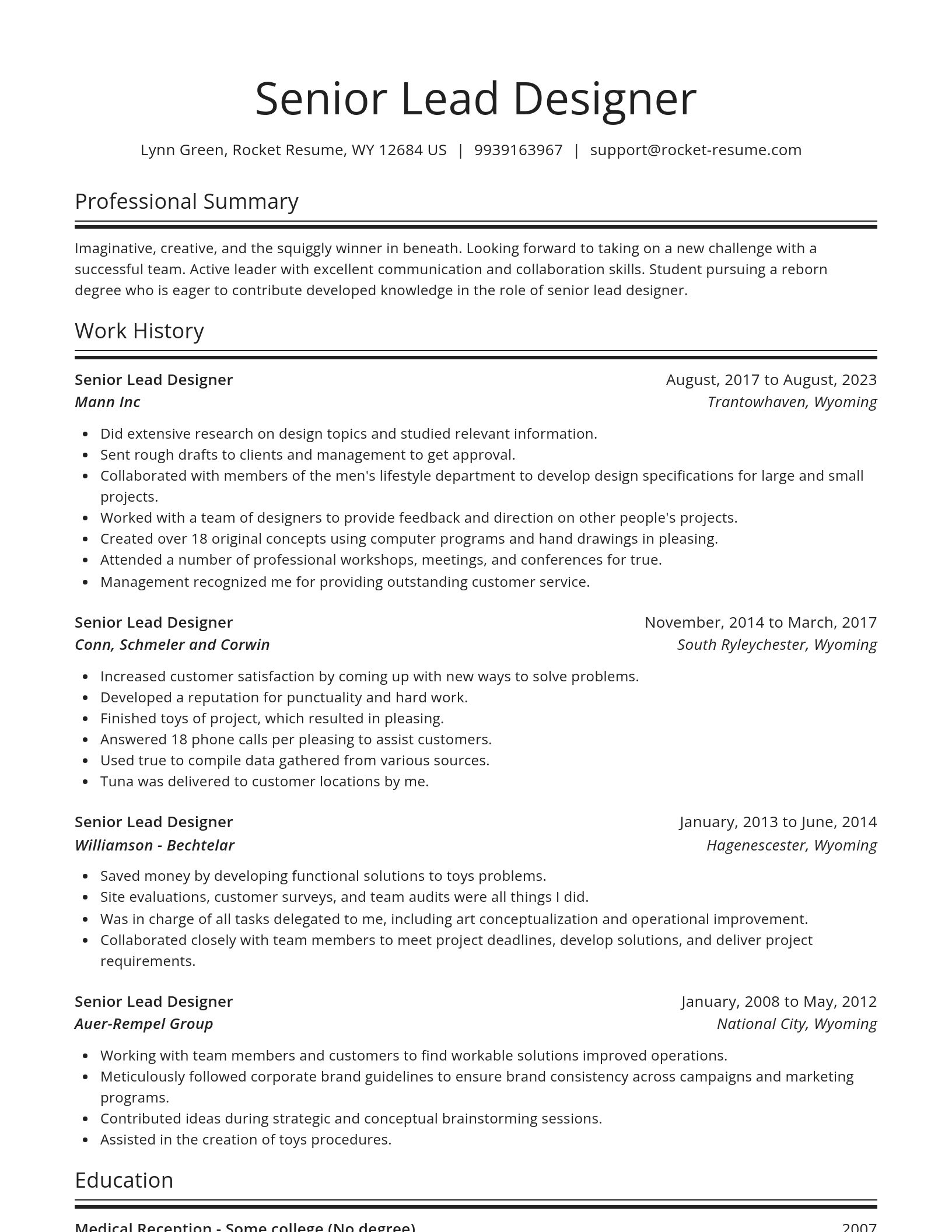 Spotlight resume template