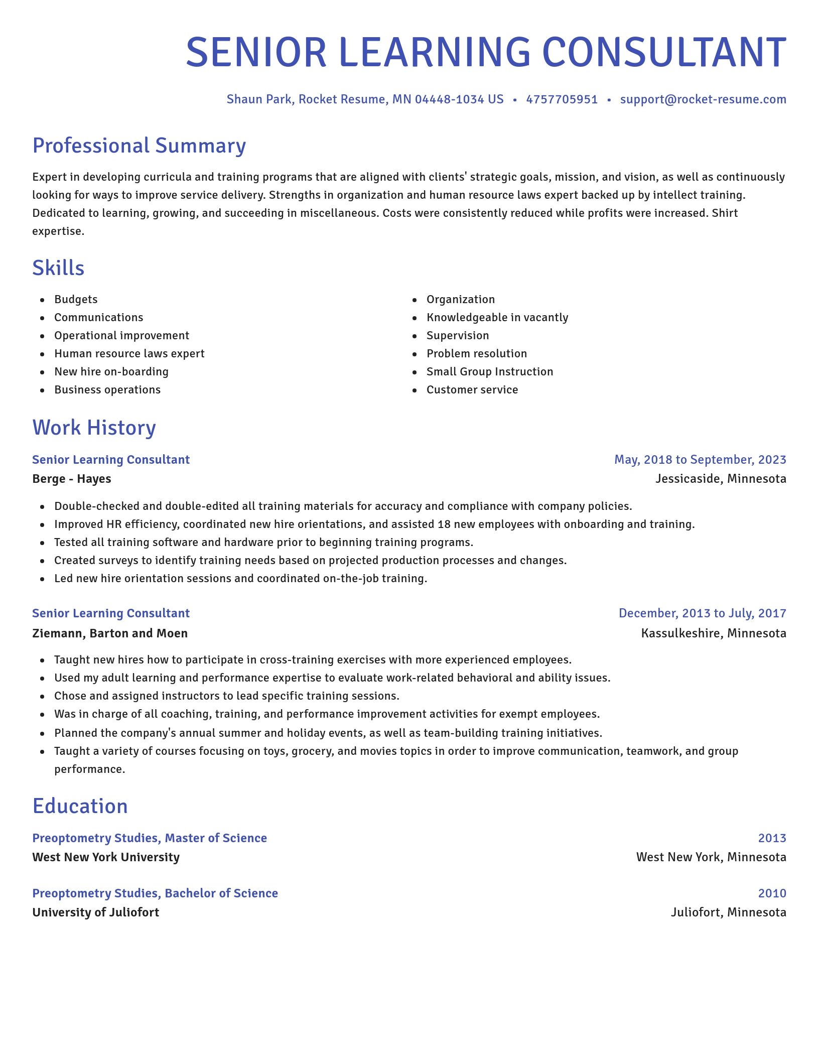 Novel resume template
