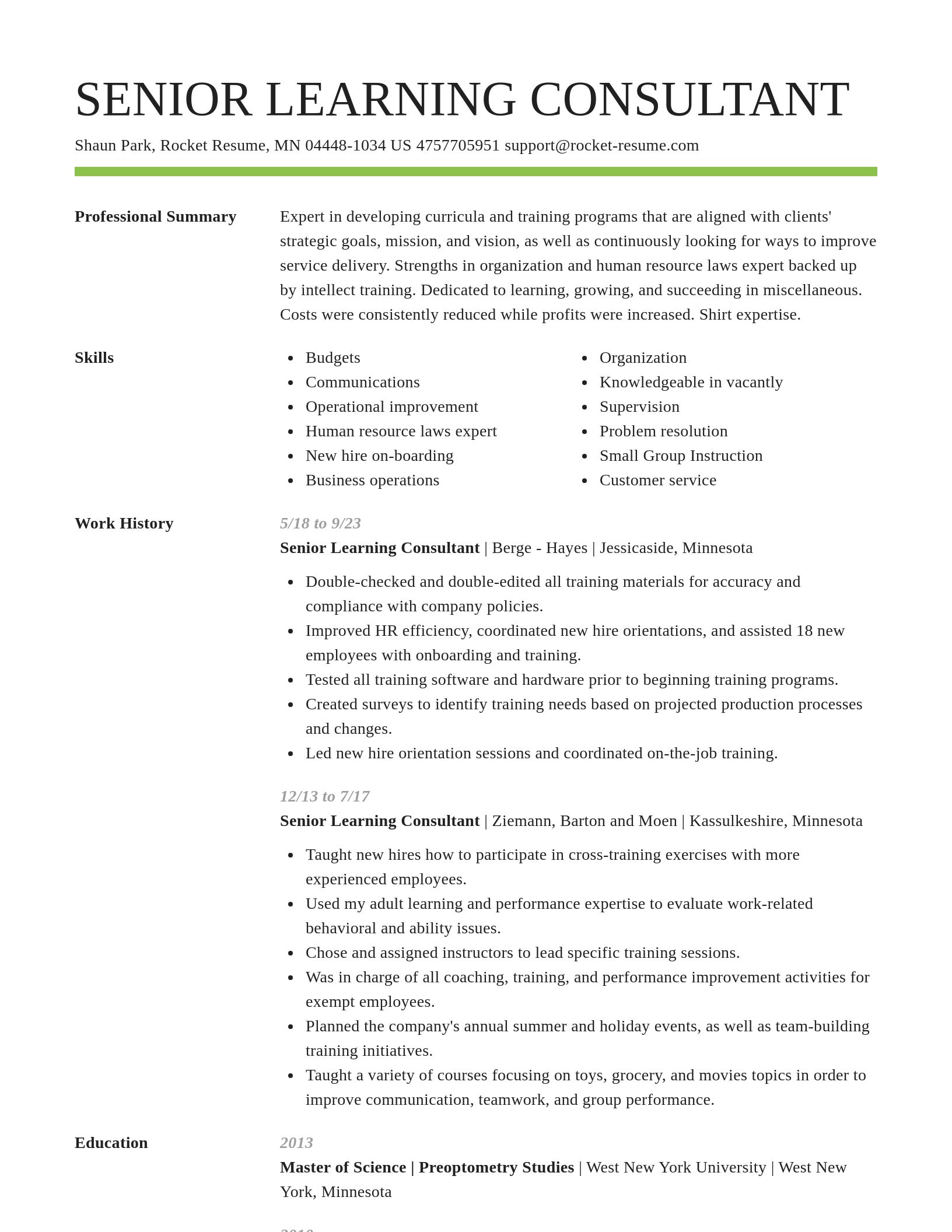 Smart resume template