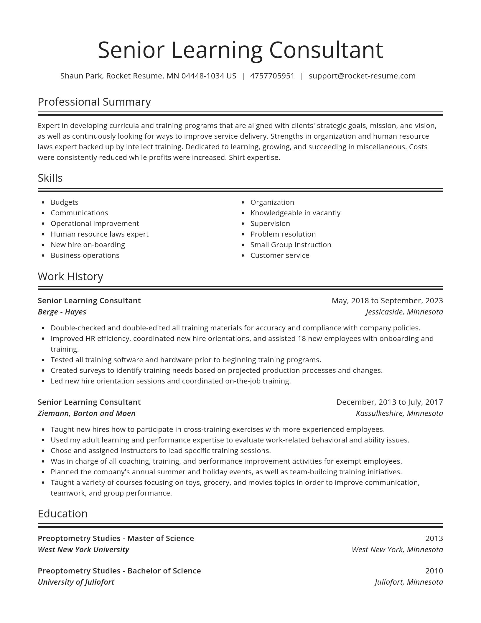 Spotlight resume template
