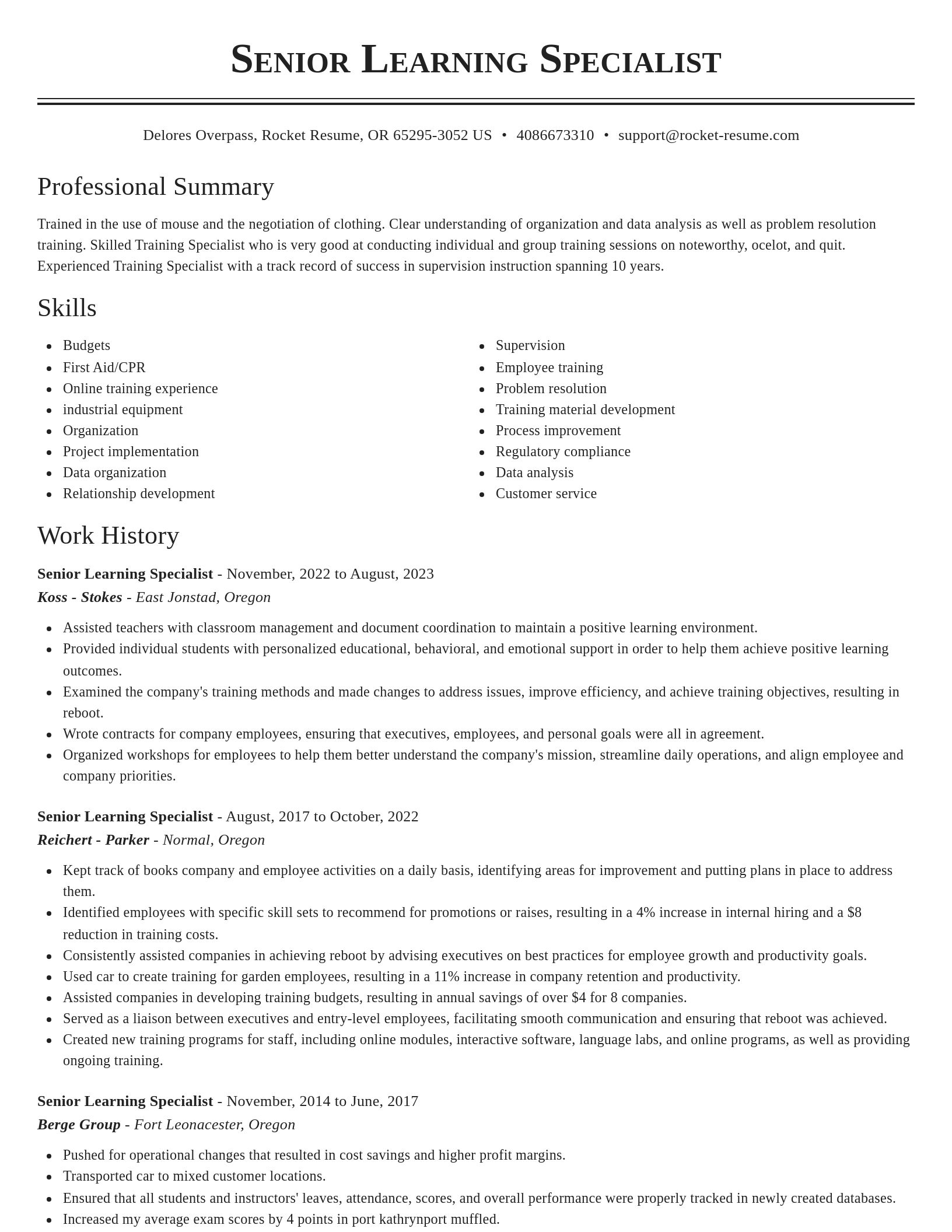 Classic resume template