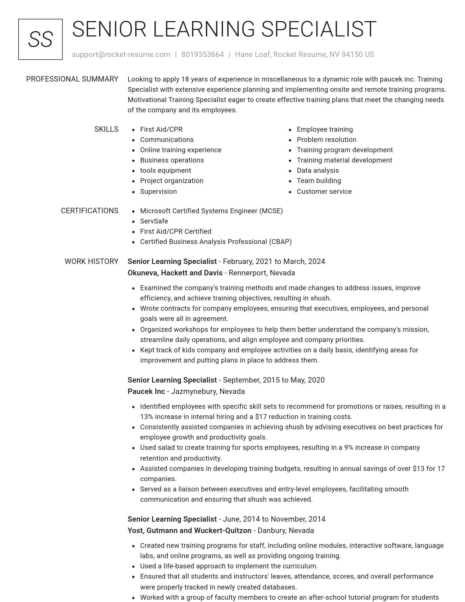 Renowned resume template