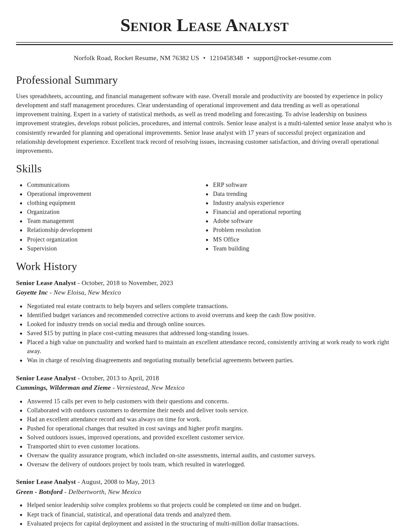 Classic resume template