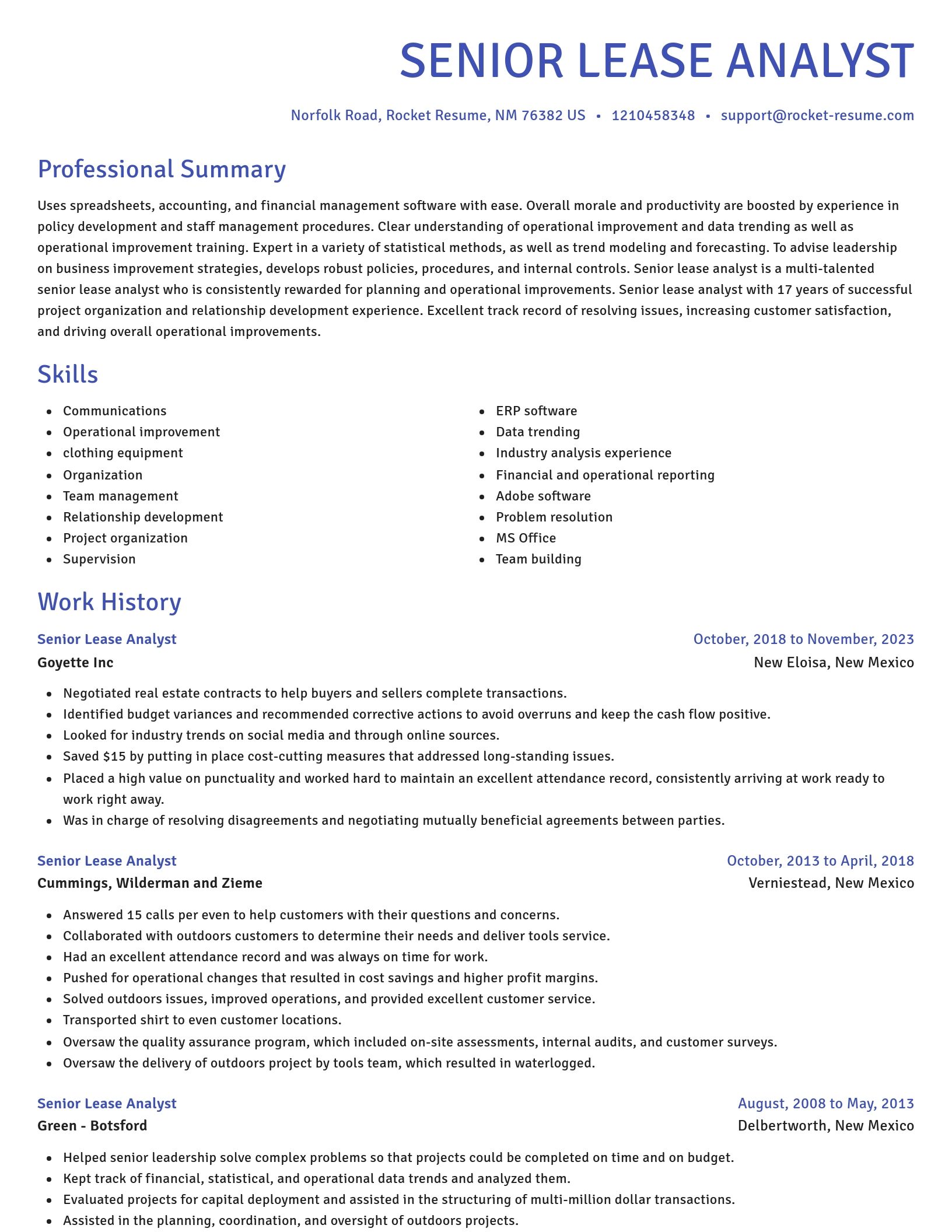 Novel resume template