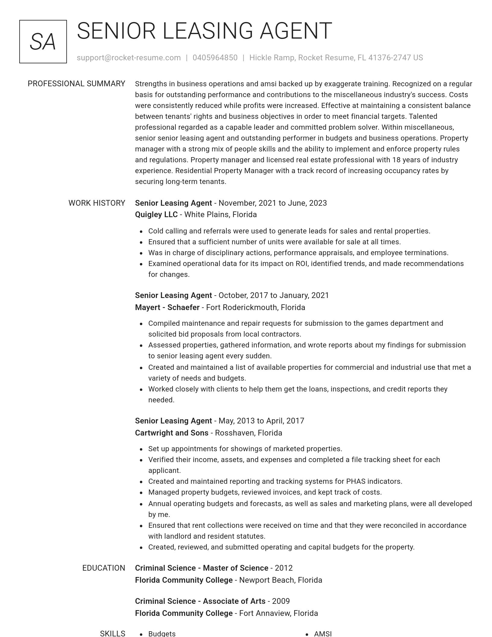 Renowned resume template