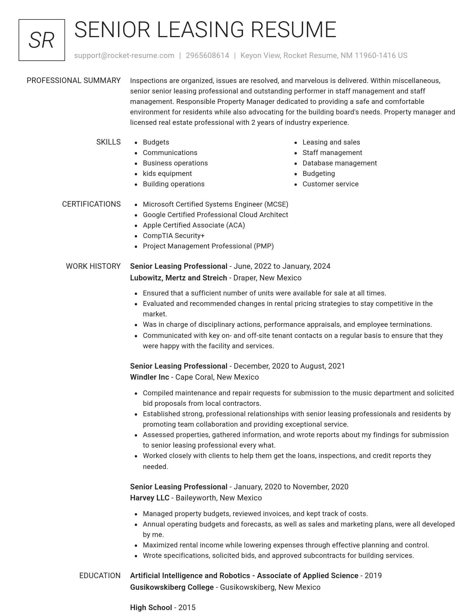 Renowned resume template