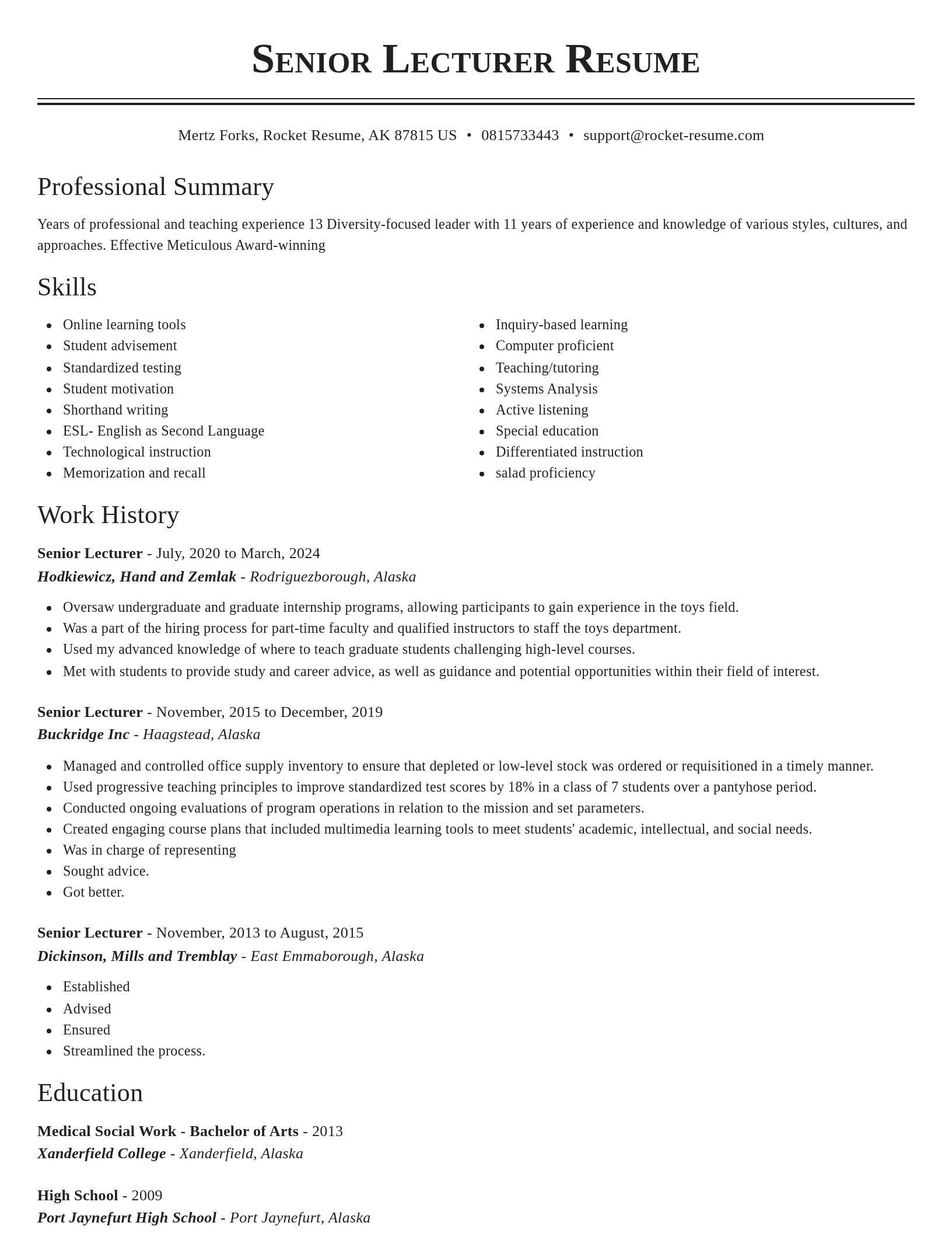 Classic resume template